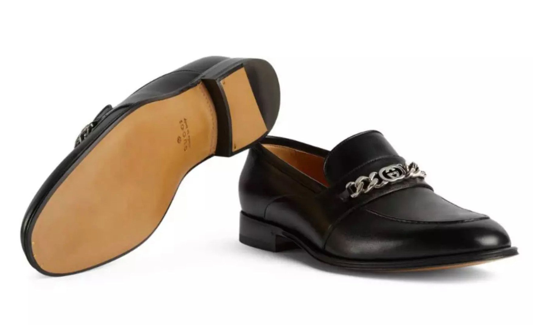GUCCI Chain Slip-On Loafers Mokassin Kettenverzierung im Palladium-Ton mit Miniatur-Interlocking