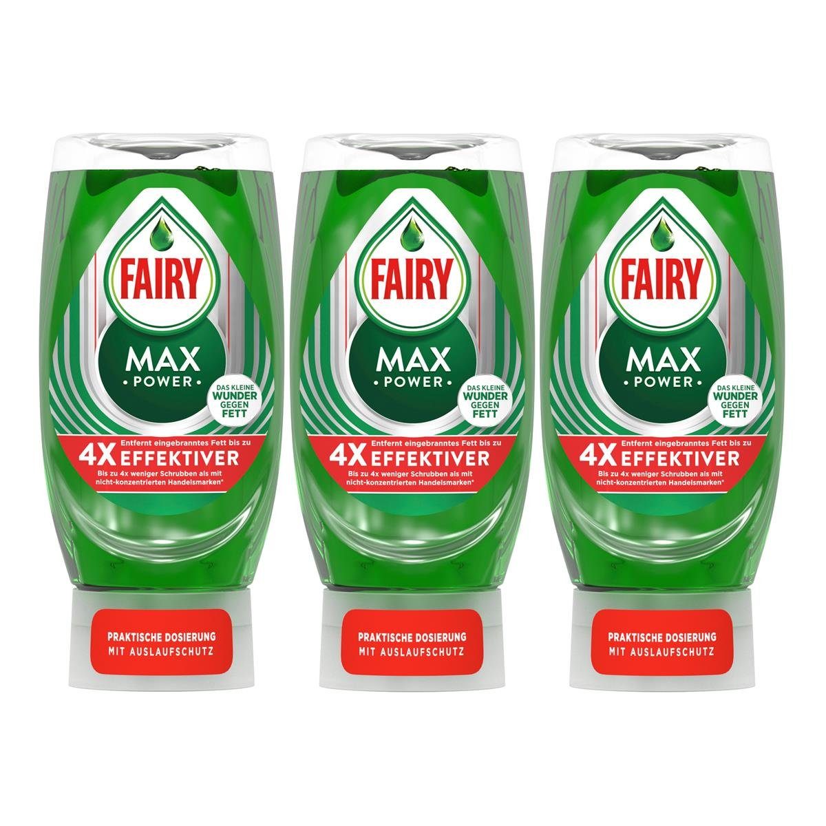 Fairy Fairy (3er Spülmittel Power - Fett 370ml gegen Geschirrspülmittel Max Wunder Pack)