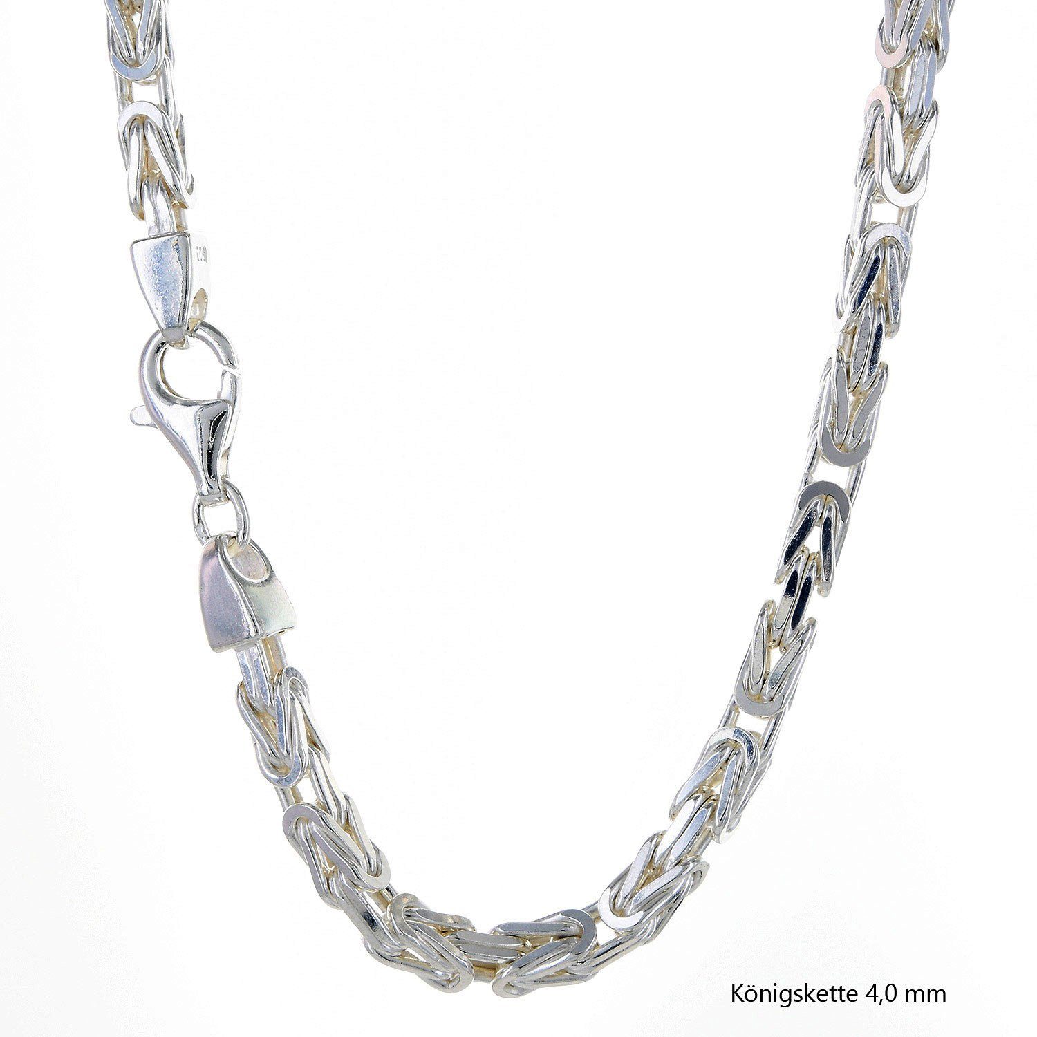 HOPLO Königskette Silberkette Königskette Länge 23cm - Breite 4,0mm - 925 Silber, Made in Germany