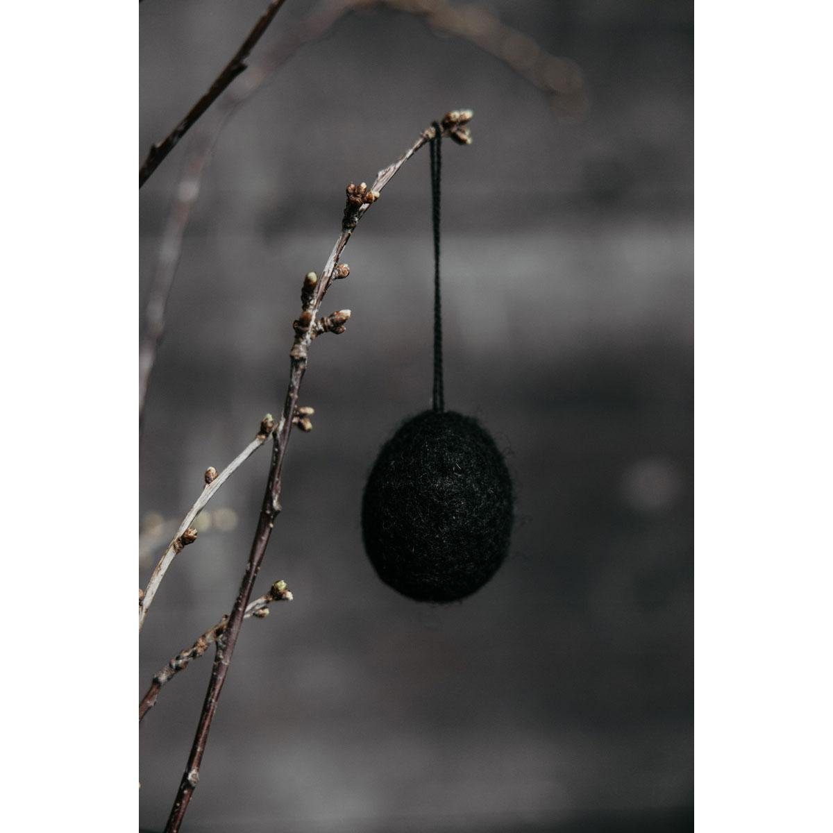Storefactory Kissenhülle Dekorationsanhänger Ei aus Filz Ullas Schwarz (5cm)