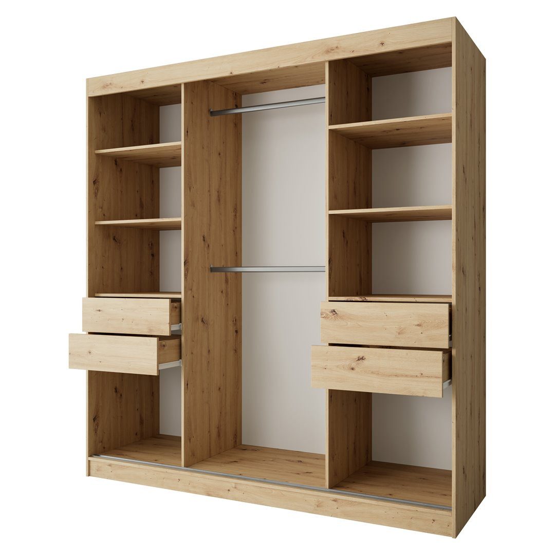 Beautysofa Schiebetürenschrank NELA II mit Spiegel, mit Lamellen, mit Schubladen