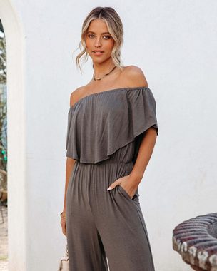 BlauWave Jumpsuit Eine Linie Schulter Mode Off Shoulder Jumpsuit (Sommer Jumpsuit Rompers, 1-tlg) Casual Elastische Taille Outfits