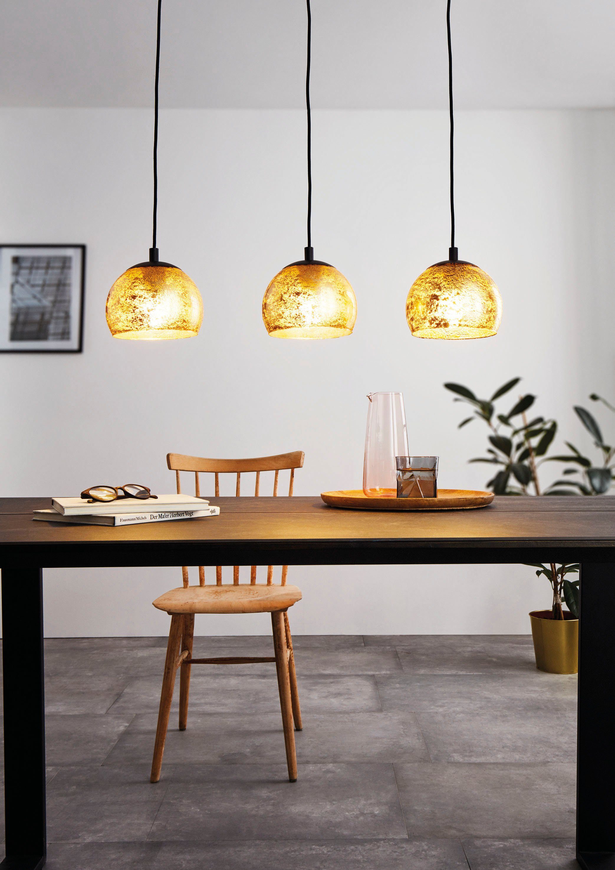 EGLO Hängeleuchte ALBARACCIN Pendellampe, IP20, E27, Stahl, Glas, Esstischlampe, Lampe, Dimmfunktion, Farbwechsel, ohne Leuchtmittel, Hängelampe für Esszimmer,  – Bild 4 von 5