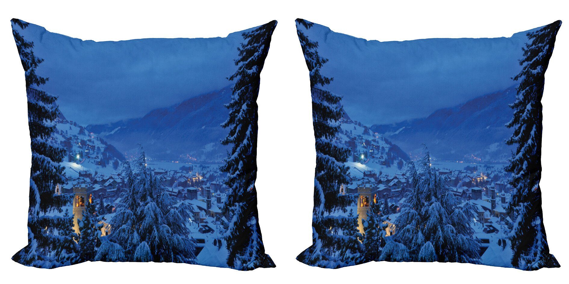 Kissenbezüge Modern Accent Doppelseitiger Digitaldruck, Abakuhaus (2 Stück), Landschaft Winter-Waldbäume
