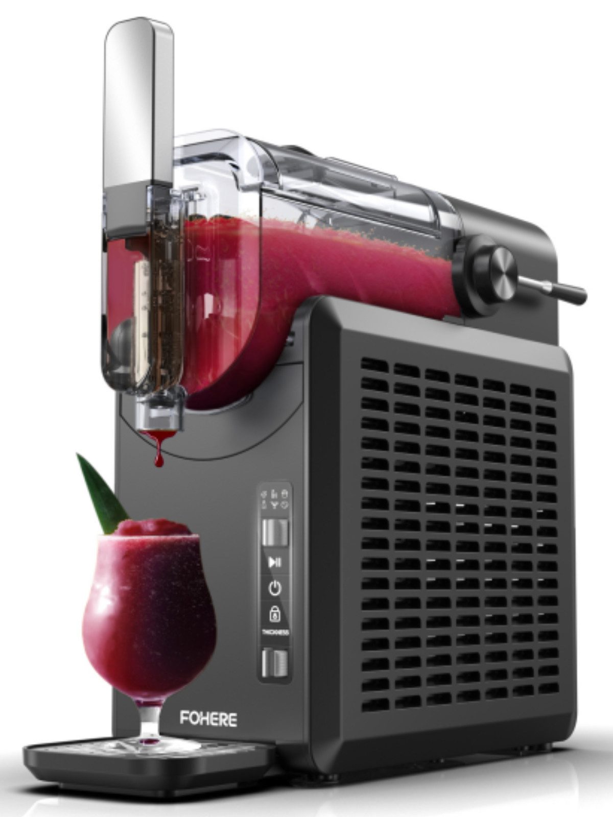 FOHERE Slush-Eismaschine 5-in-1 Slush-Eismaschine für gefrorene Getränke, 1.5L, mit ‌Selbstreinigungsmodus‌ und ‌Kindersicherung‌