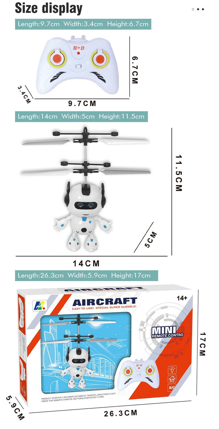 D&I RC-Roboter D&I Fliegender Roboter Hubschrauber mit Lichtern ab 14 Jahre