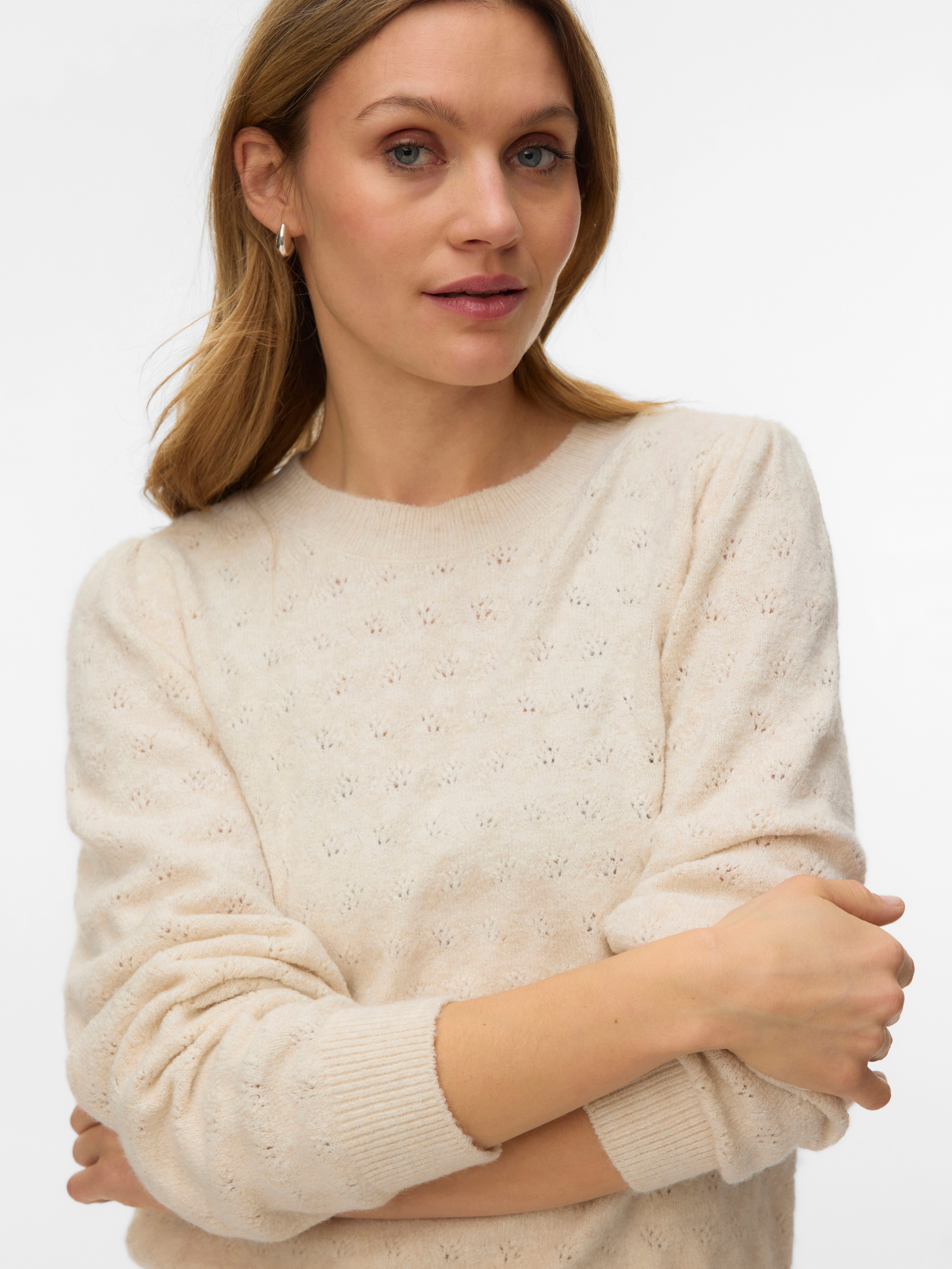 Vero Moda Strickpullover VMDOFFY STITCH LS O-NECK PULLOVER NOOS Materialmix, regular fit