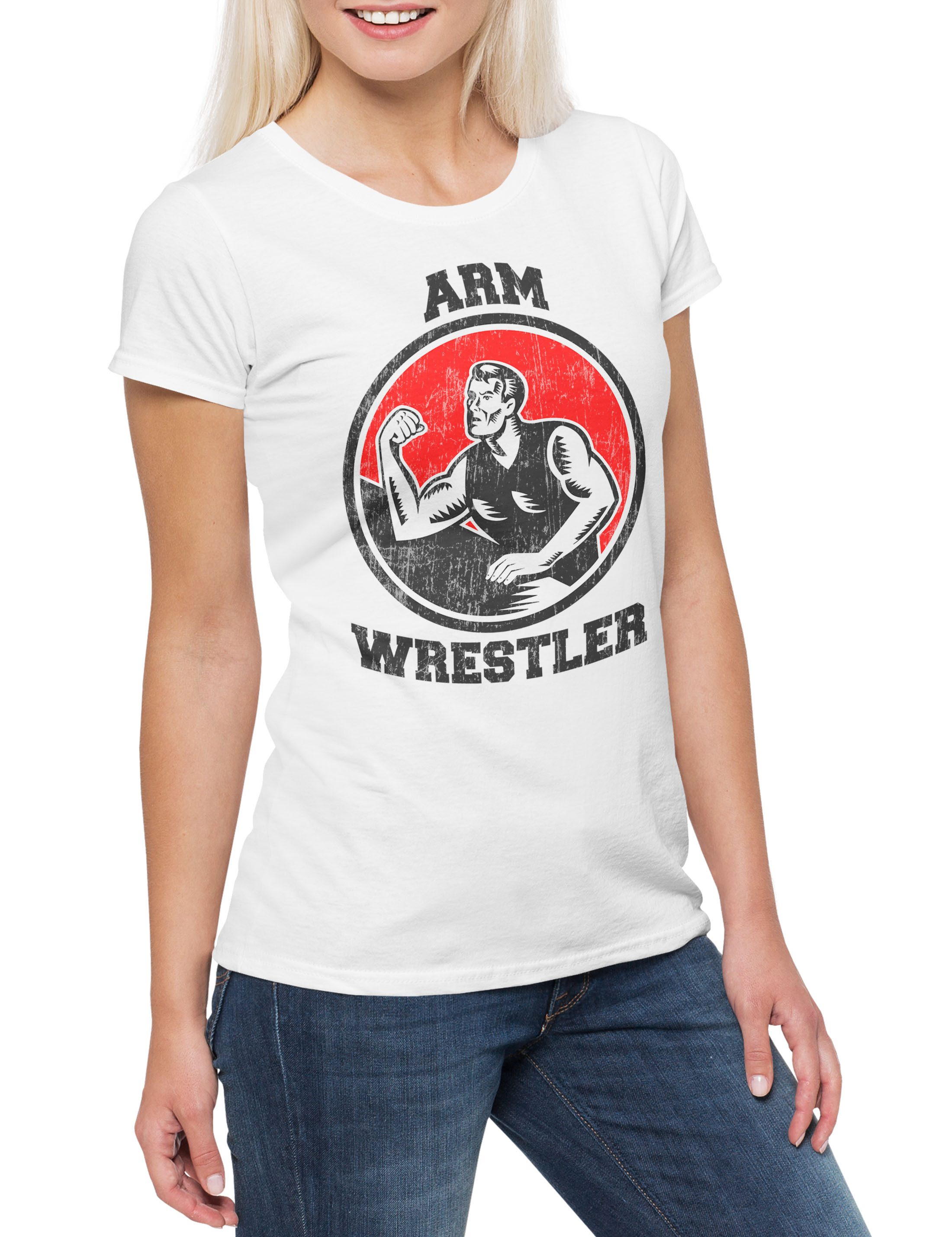 Print-Shirt Arm Wrestler Damen T-Shirt Over The Gym Armdrücken Top Wrestling