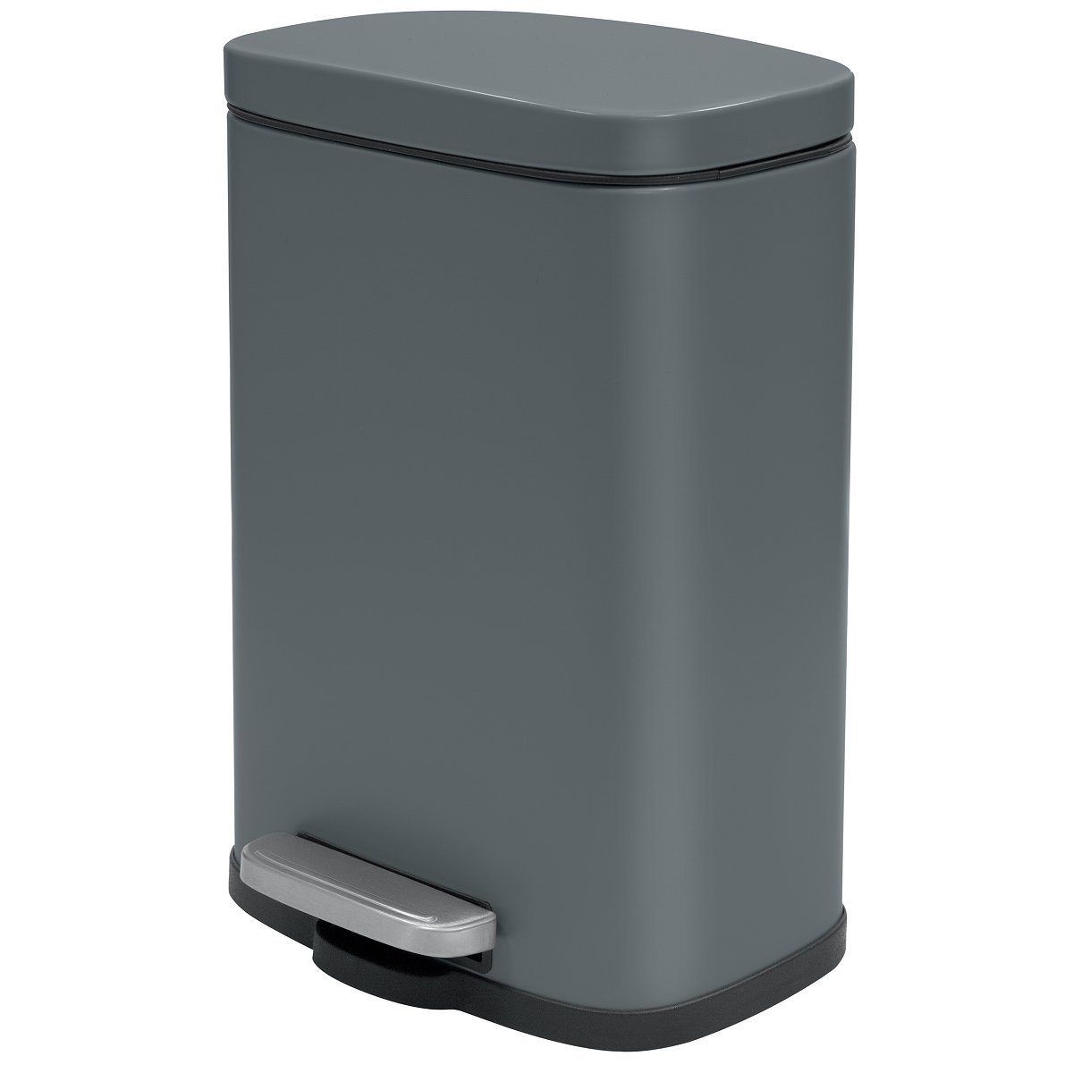 spirella Mülleimer AKIRA, Abfall Treteimer XL, Softclose Absenkautomatik, herausnehmbarer Innenbehälter, Anti-Fingerprint Oberfläche, Stahl matt-satiniert, für Küche, Büro, Hauswirtschaftsraum, 30 L, grau