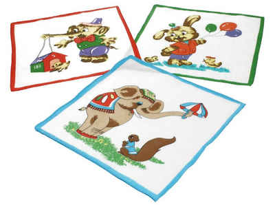 Betz Taschentuch 12 Stück Kinder Stoff Taschentücher Kindertaschentücher Set Größe 26x26 cm 100% Baumwolle Tier Motive Design 3