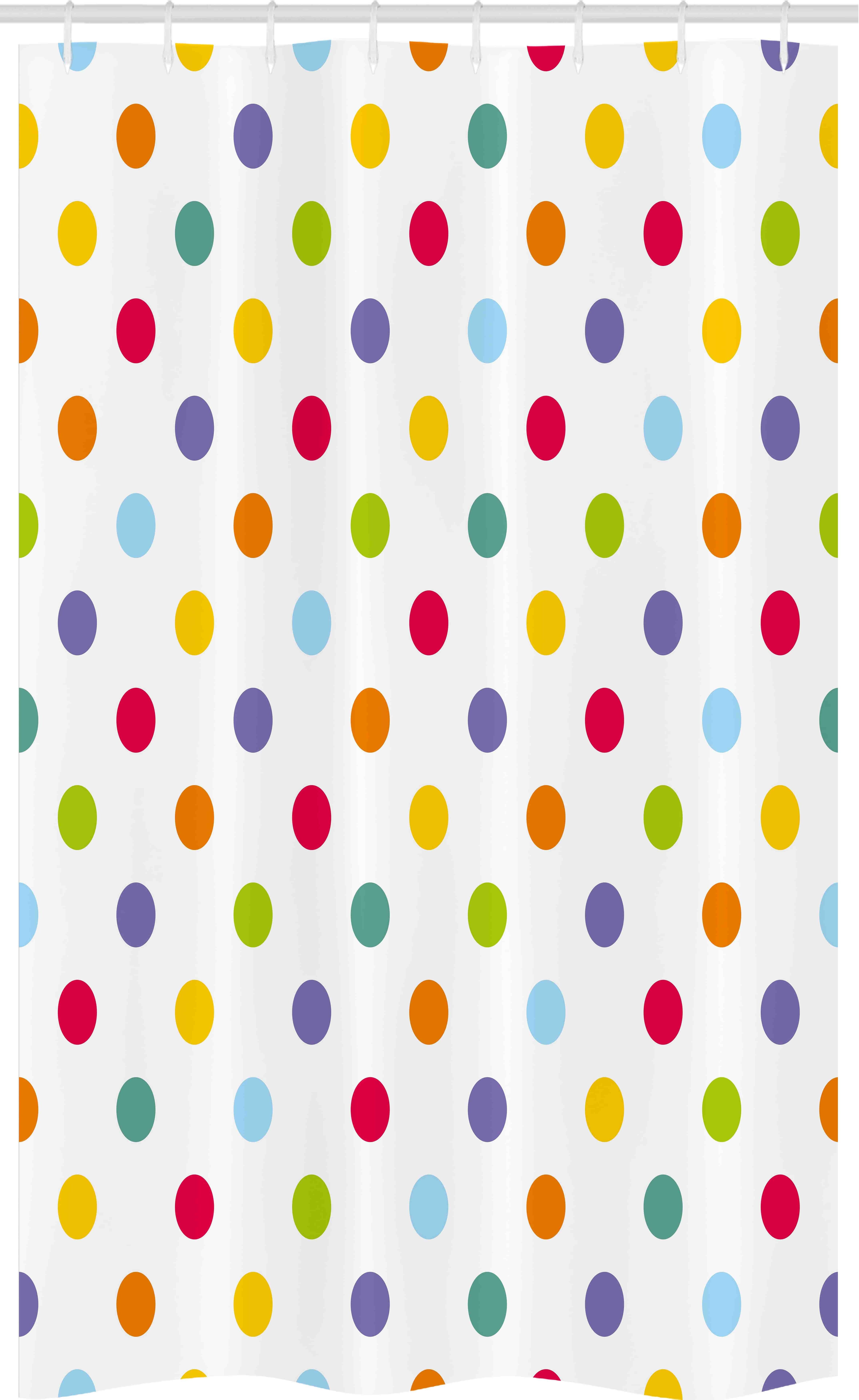 Abakuhaus Duschvorhang Badezimmer Deko Set aus Stoff mit Haken Breite 120 cm, Höhe 180 cm, Geometrisch Fröhlich, Design Tupfen