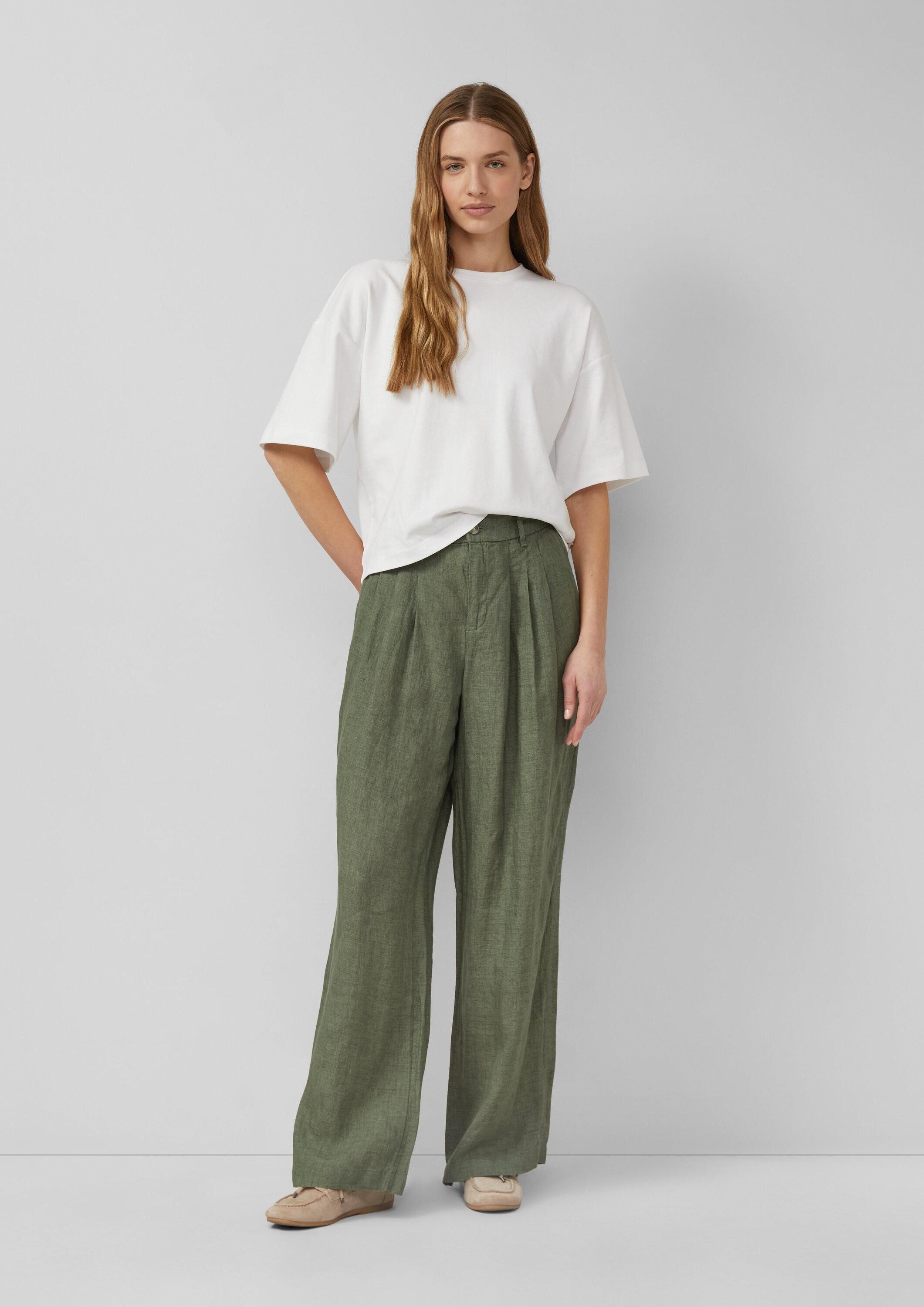 s.Oliver Chinos Hose Hose / Extra Wide Leg / High Rise aus Leinen