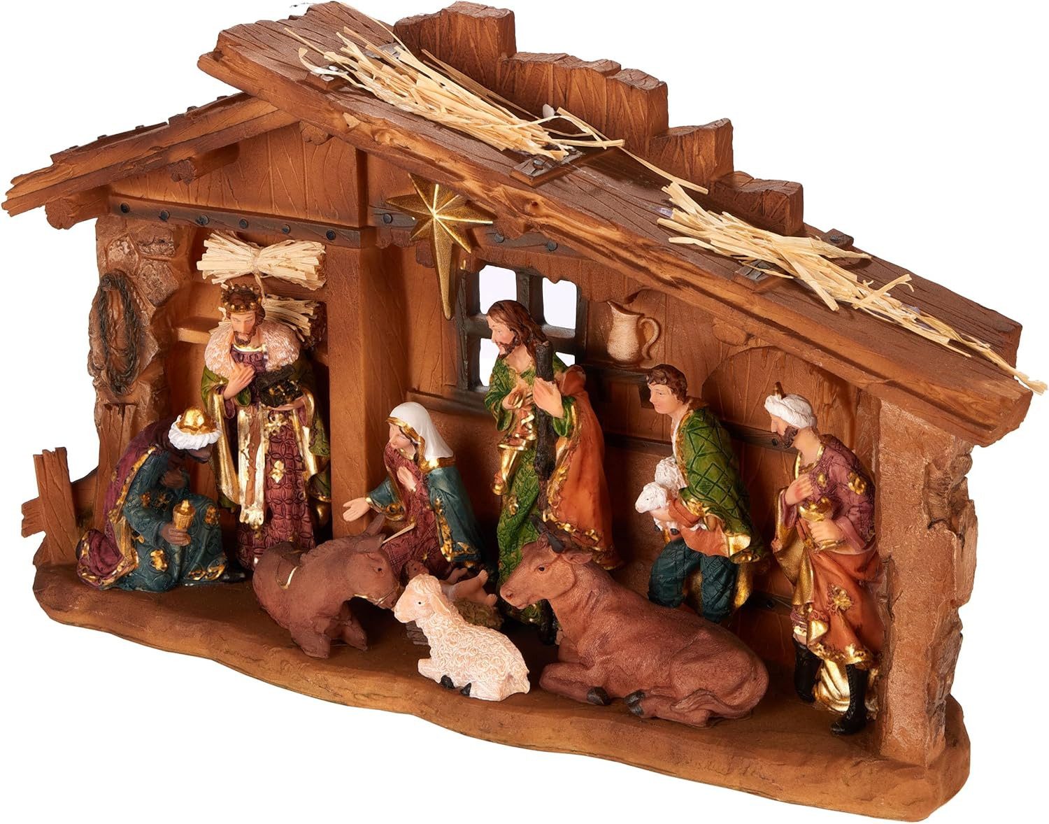 BRUBAKER Krippenfigur Weihnachtskrippe Tischkrippe Weihnachtsfigur mit hand günstig online kaufen