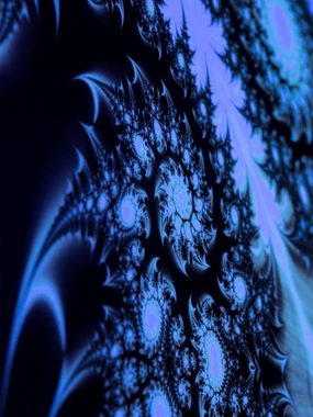 Wandteppich Schwarzlicht Segel Spandex "Fractal White Black II Right", 1,5x2,75m, PSYWORK, UV-aktiv, leuchtet unter Schwarzlicht