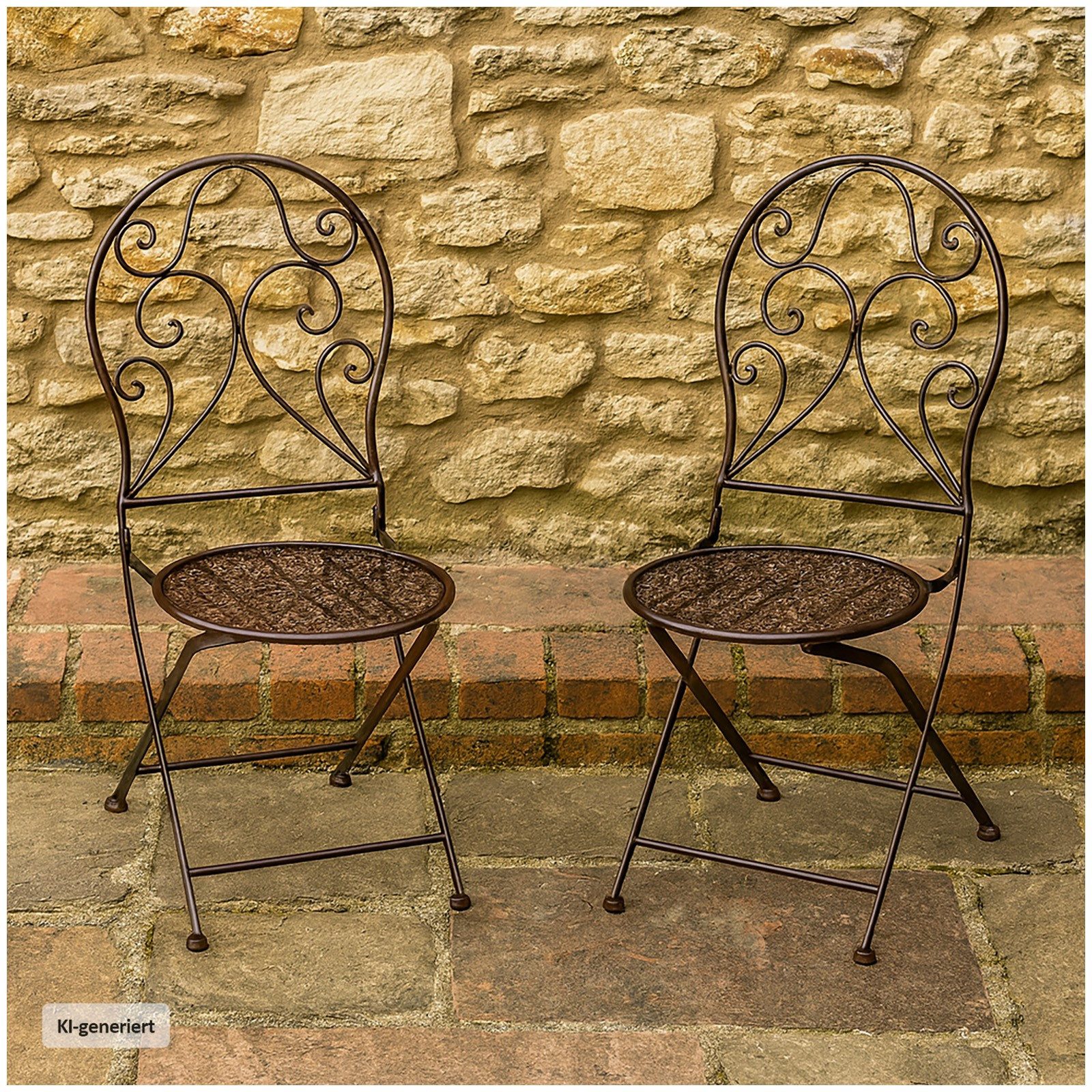 HTI-Line Gartenstuhl 2er-Set Lani Braun (Set, 2 St), Metallstuhl nostalgisch Klappstuhl