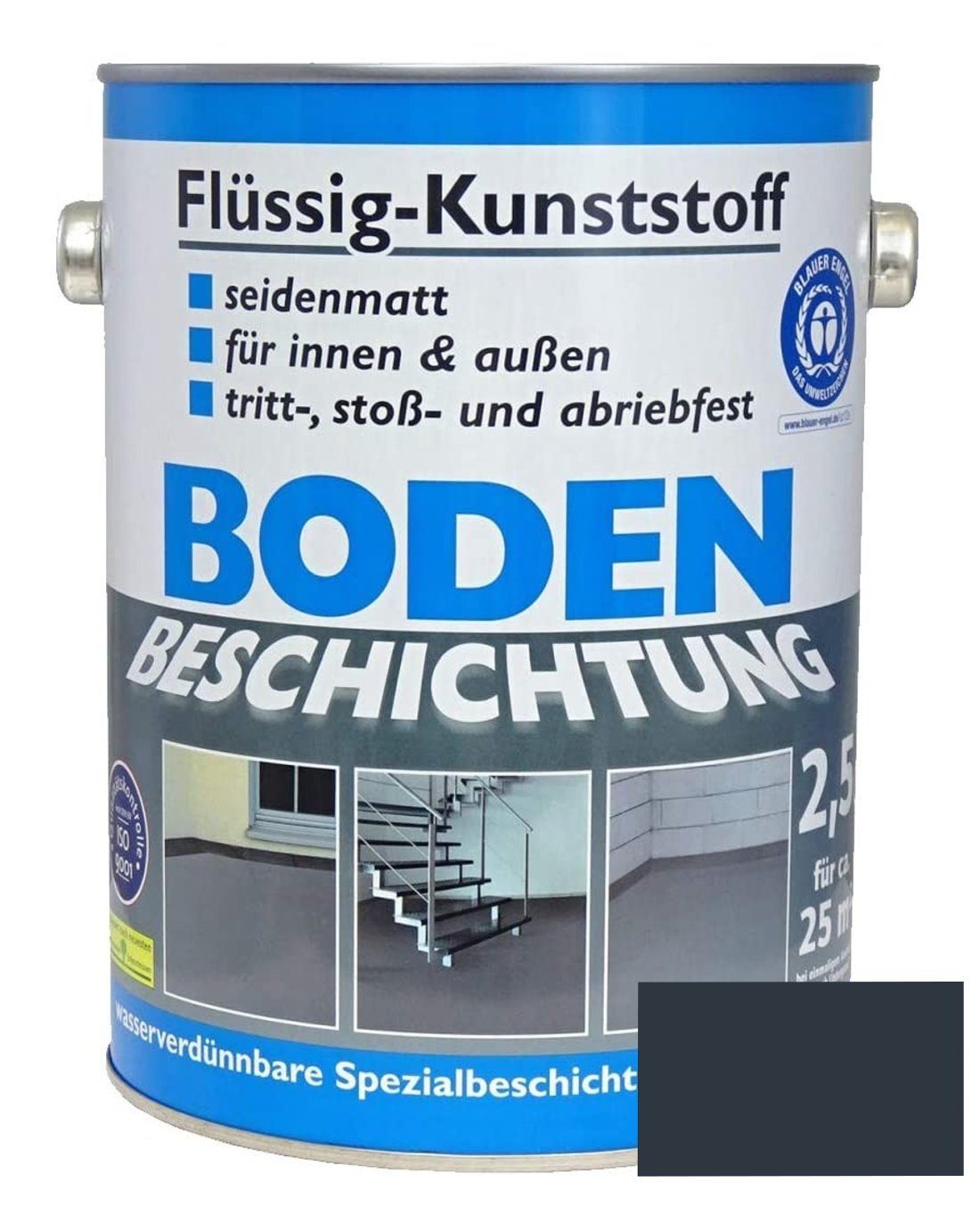 dynamic24 Bodenversiegelung, Flüssig-Kunststoff 2,5 L Bodenbeschichtung Anthrazitgrau