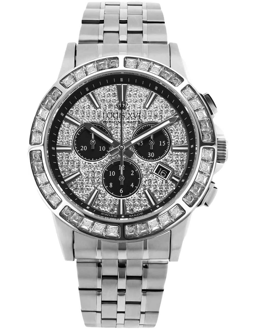 LOUIS XVI Quarzuhr Louis XVI LXVI1131 Herrenuhr Majesté Iced Out Baguette 43mm 5ATM Louis XVI LXVI1131 Herrenuhr Majesté Iced Out Baguette 43mm 5ATM