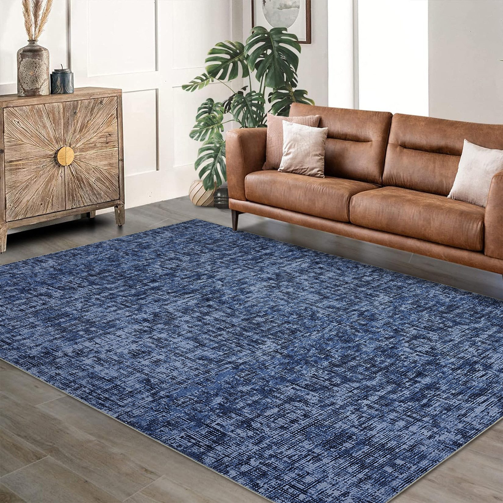 GarveeMore Teppich, rechteckig, Höhe: 7 mm, Teppich Wohnzimmer Moderner Einfarbig Kurzflor Waschbarer
