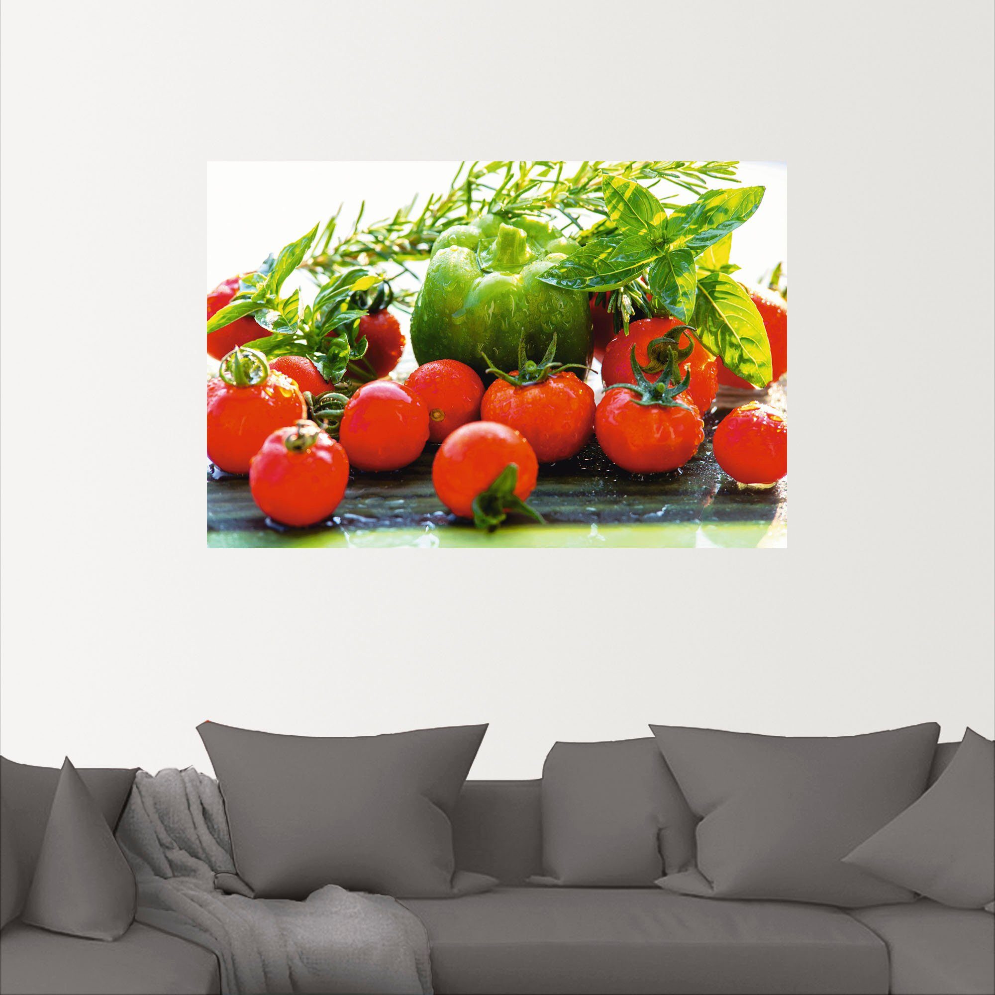 Artland Wandbild Garten frische Tomaten, Leinwandbild, versch. (1 Alubild, St), Wandaufkleber Größen oder Poster in als Lebensmittel