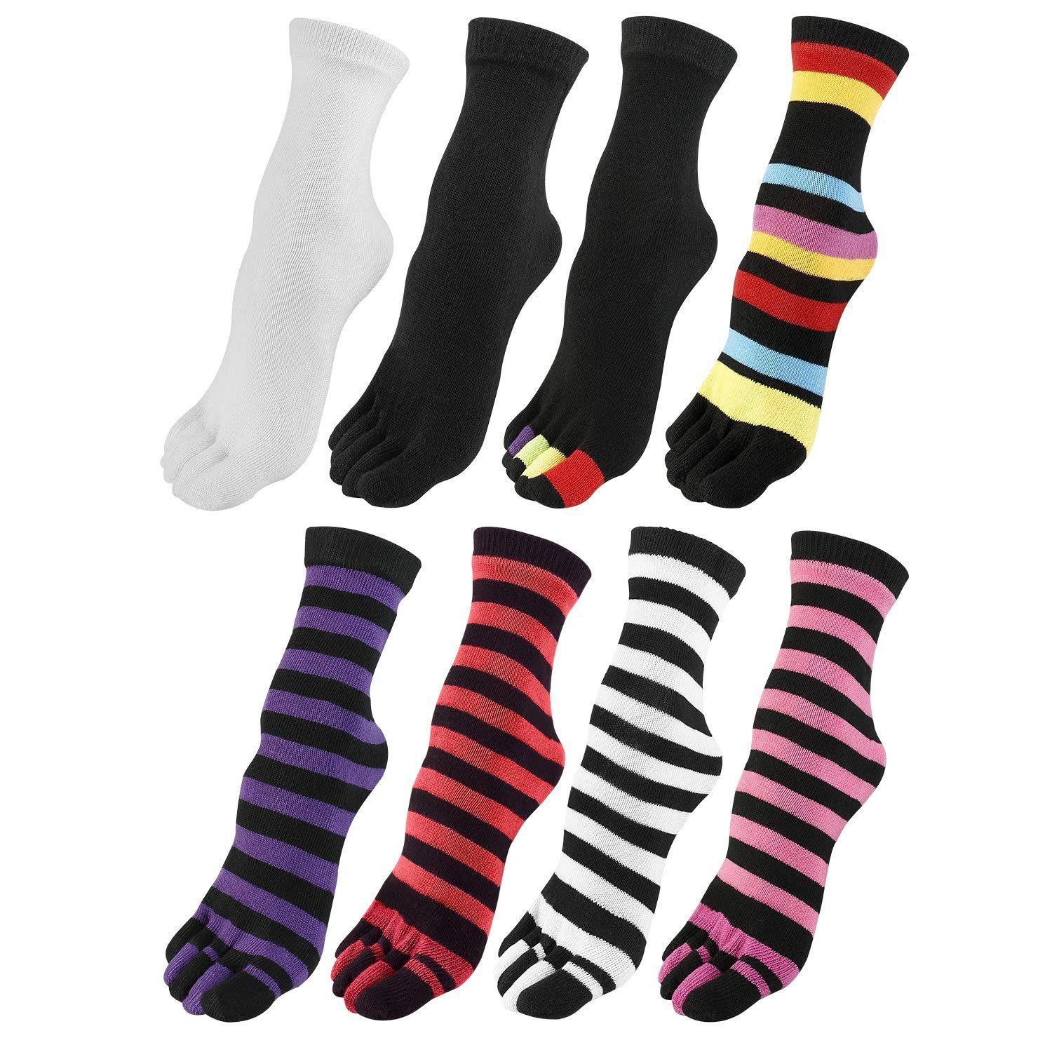 FussFreunde Zehensocken 2 Paar Zehen-Socken, Antiloch-Garantie Rot/Schwarz mit Zehensocken Finger Fünf
