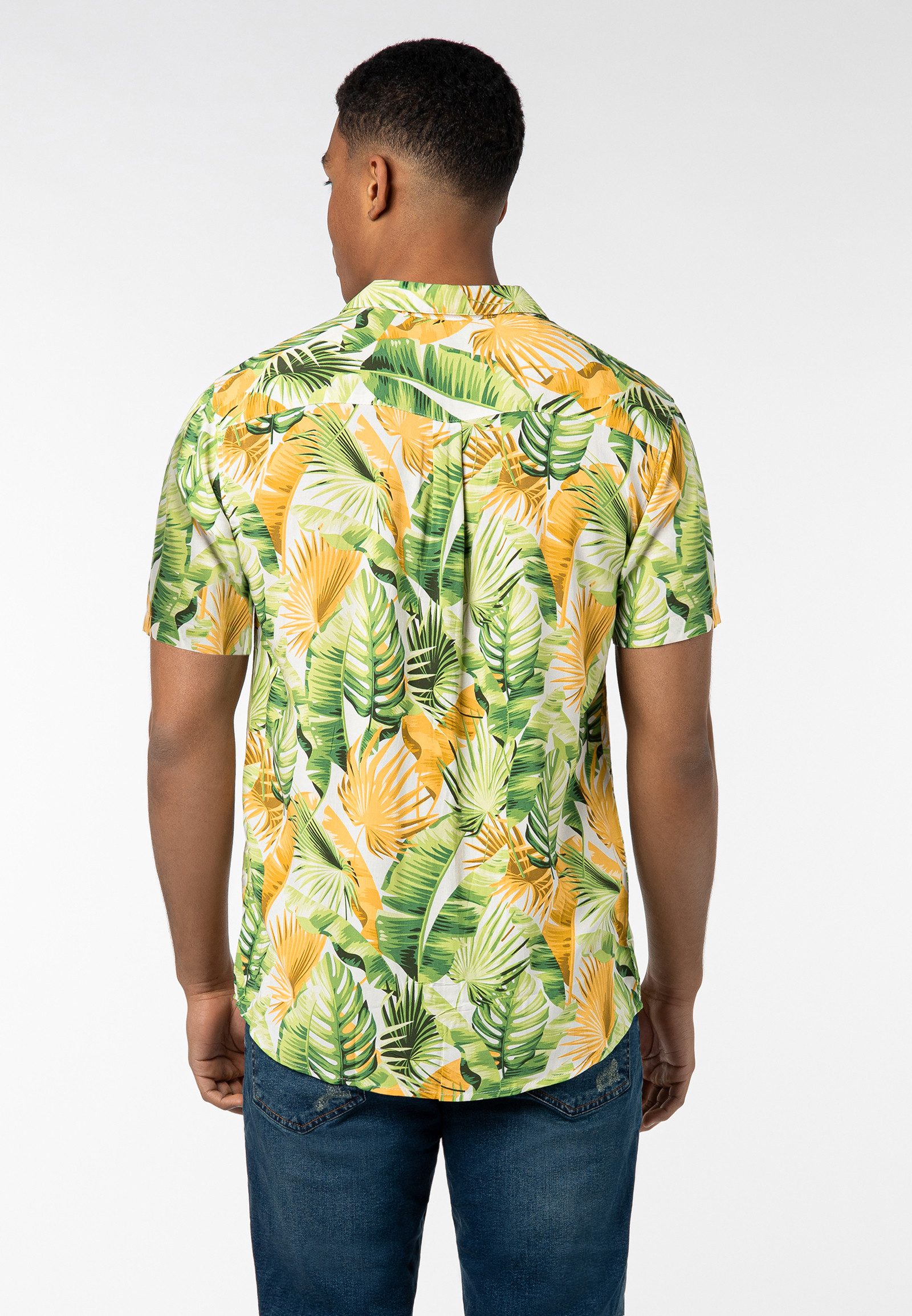 Urban Surface Kurzarmhemd Herren Freizeithemd Allover-Print Tropical Flower günstig online kaufen