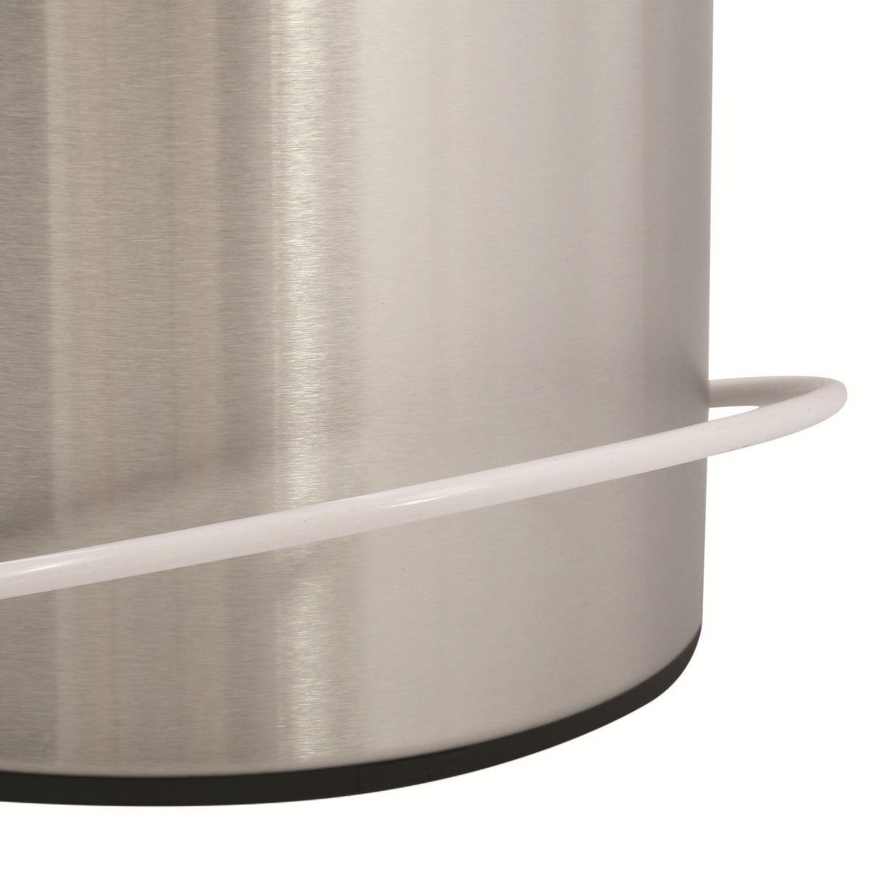 MSV Kosmetikeimer UNNA, Mülleimer mit Tretbügel, herausnehmbarer Innenbehälter, rostfreier Edelstahl, für Bad, Küche, Büro, Hauswirtschaftsraum, elegante Matt Optik silberfarben, Deckel weiß, 5 L