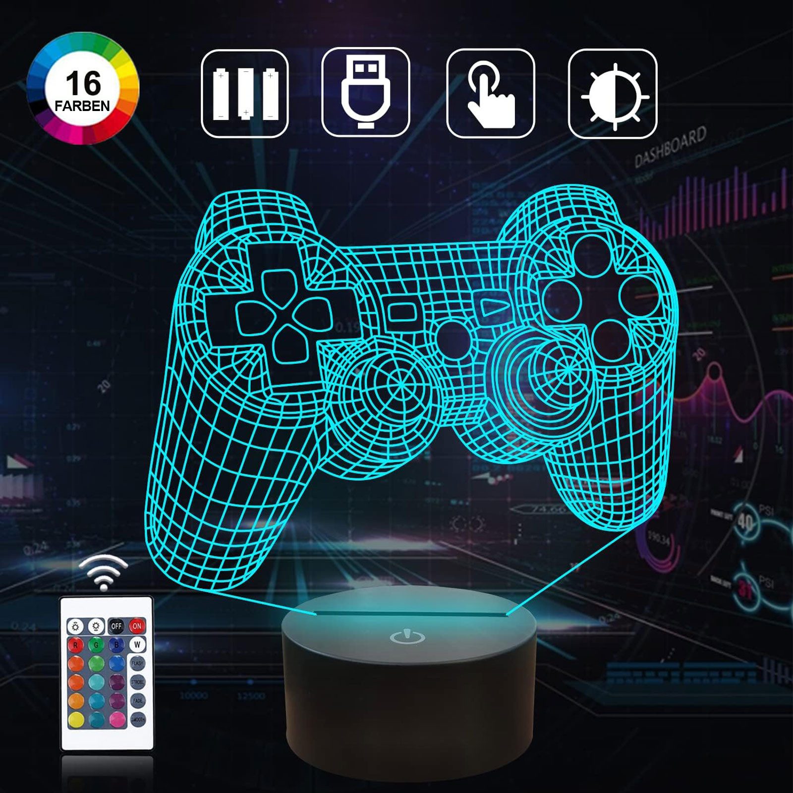 MODFU Nachtlicht 3D Illusionslampe Nachttischlampen Gamepad günstig online kaufen