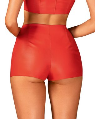 Obsessive Panty Wetlook Hotpants rot elastisch Kunstleder sexy (einzel, 1-St)
