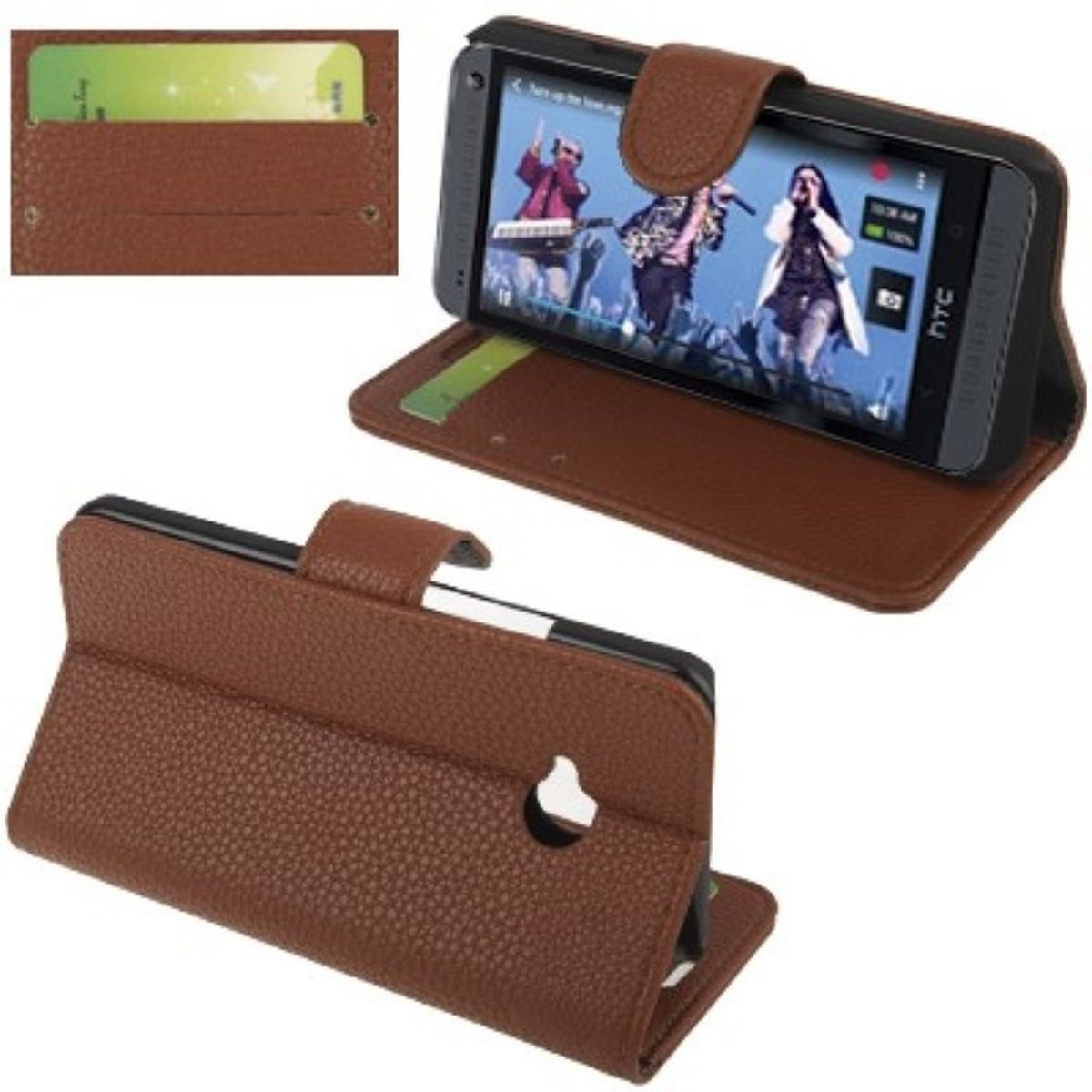 König Design Handyhülle HTC One, HTC One Handyhülle Backcover Braun