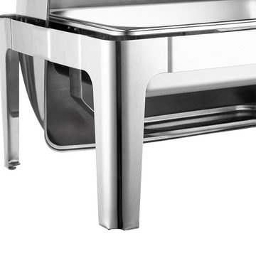 Morleos Speisenwärmer Speisewärmer Chafing Dish GN 1/1 Catering Wärmebehälter, Roll-Up Deckel, 64x46x45 cm