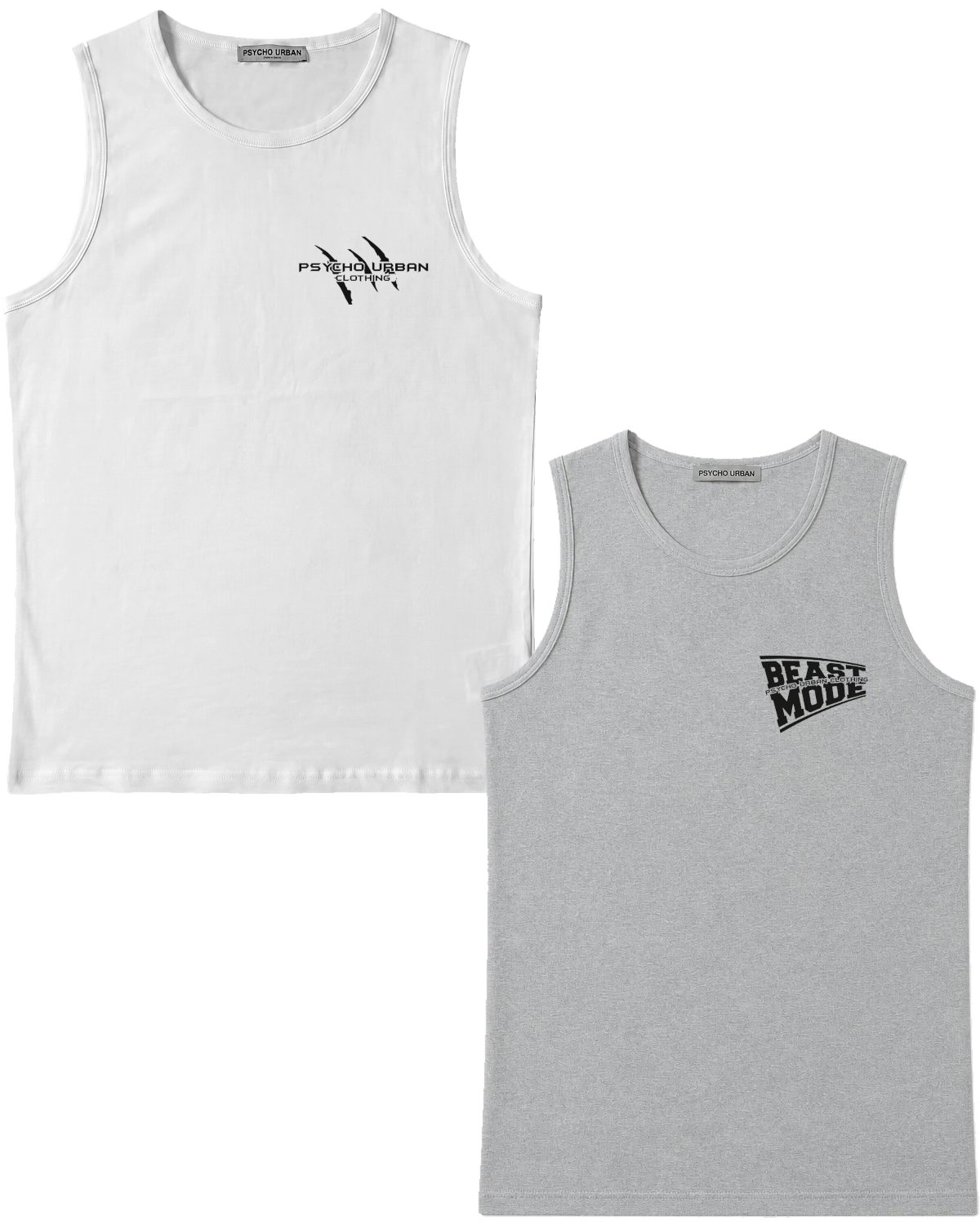 Psycho Urban Tanktop (Spar-Set, 2er Pack) mit Printaufdruck aus Baumwolle
