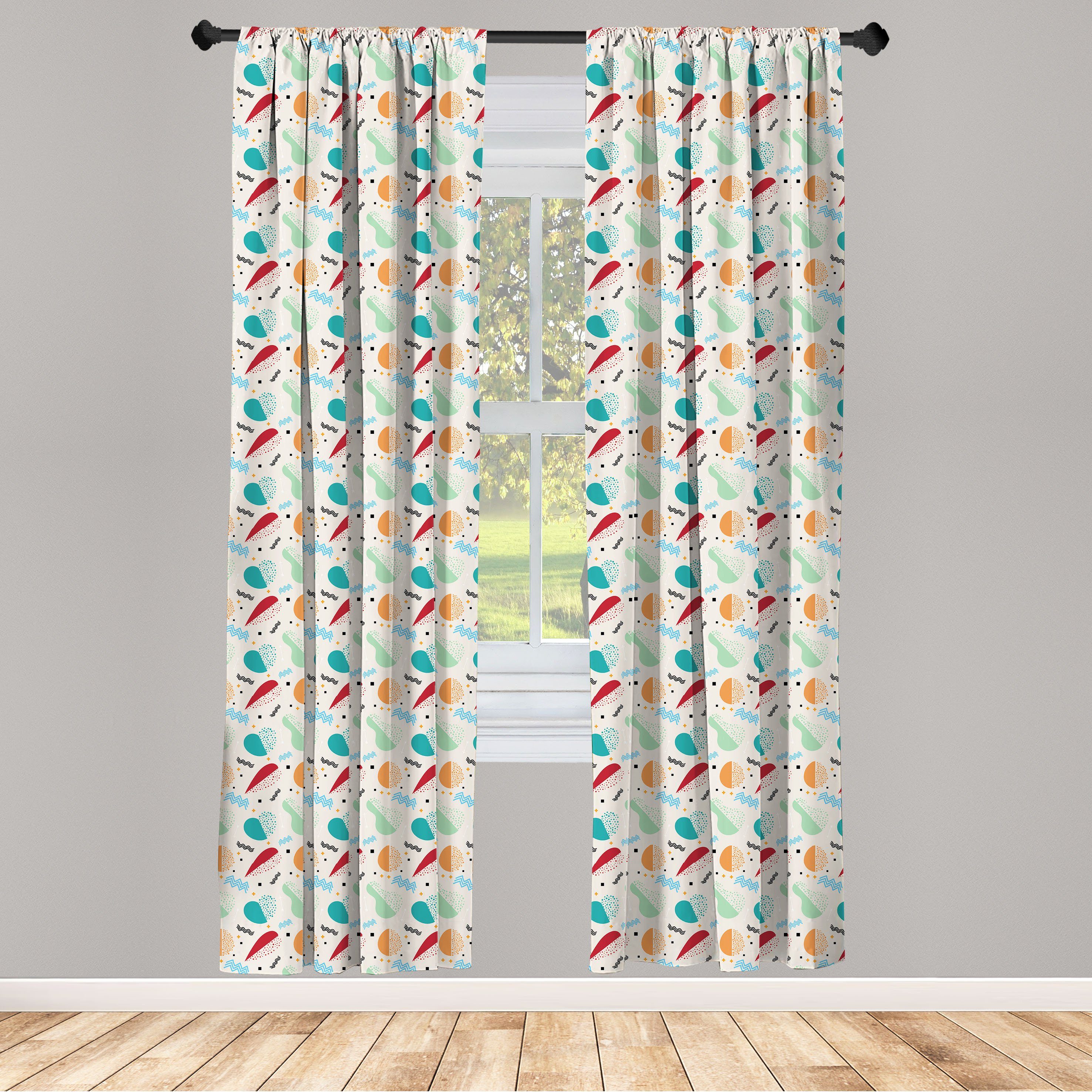 Gardine Vorhang für Wohnzimmer Schlafzimmer Dekor, Abakuhaus, Microfaser, Jahrgang Abstrakt Frucht-Muster