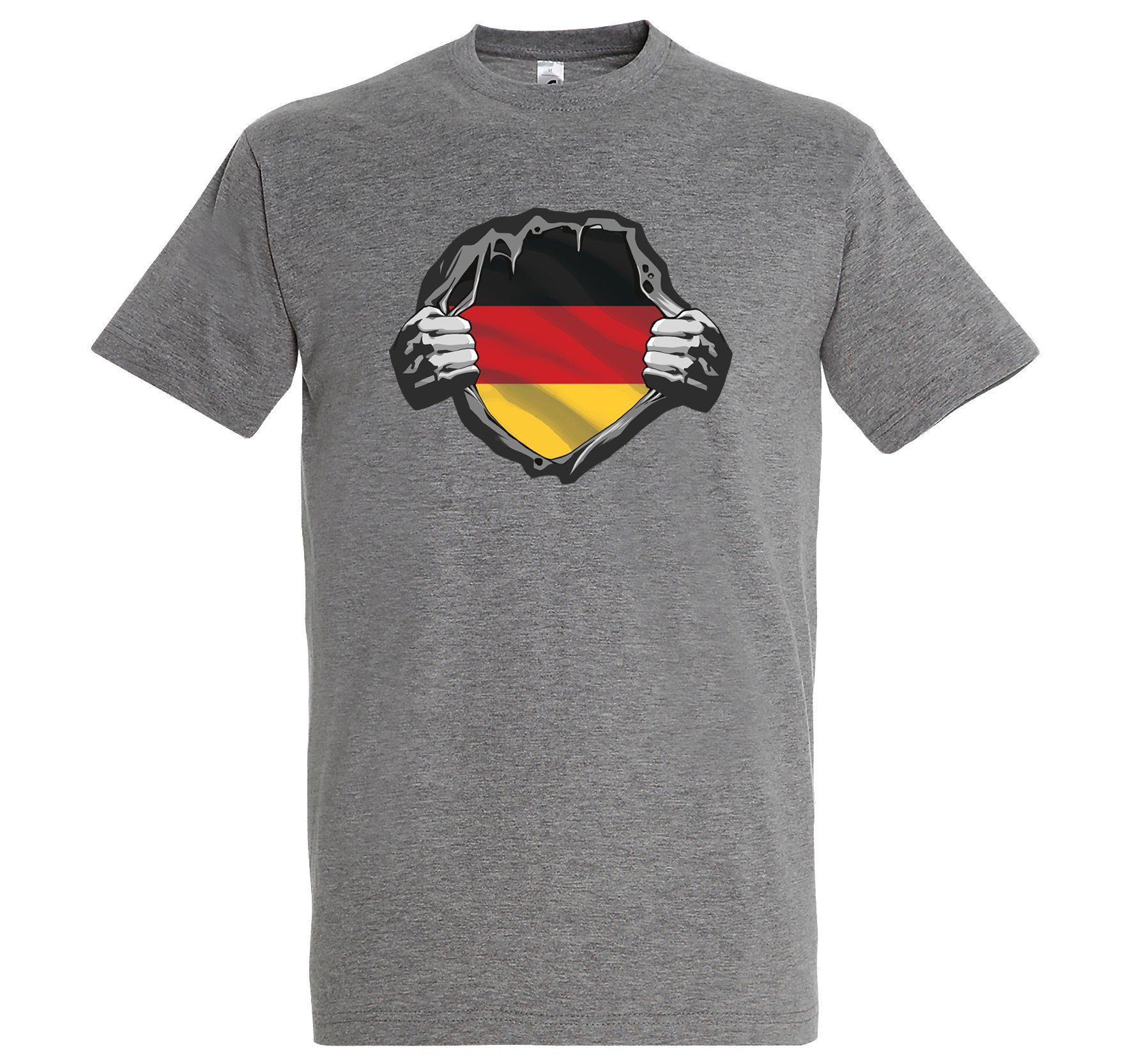 Youth Designz T-Shirt Deutschland Herz Herren T-Shirt mit trendigem Frontprint Grau