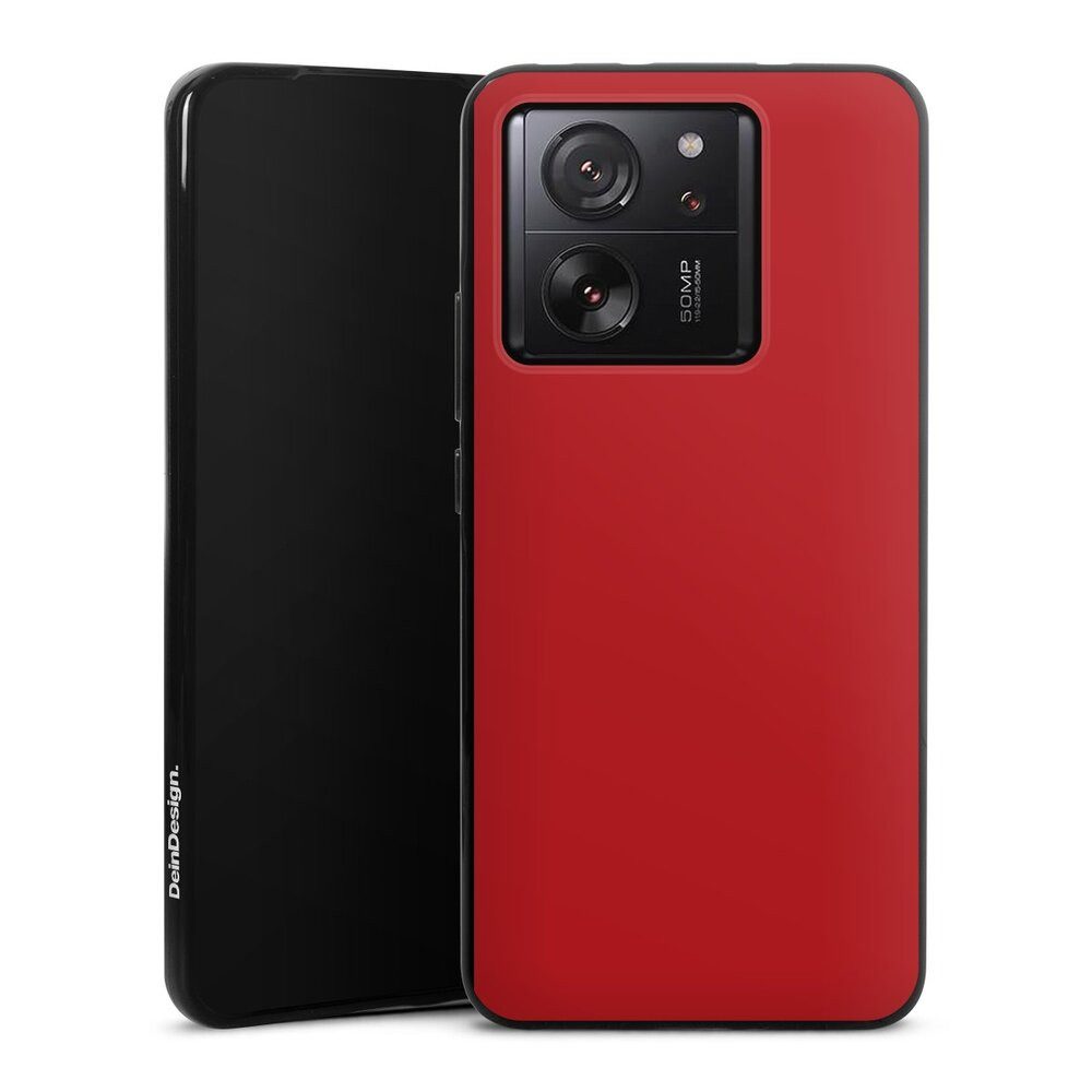 DeinDesign Handyhülle Rot einfarbig Farbe Karminrot, Xiaomi 13T Pro Silikon Hülle Bumper Case Handy Schutzhülle