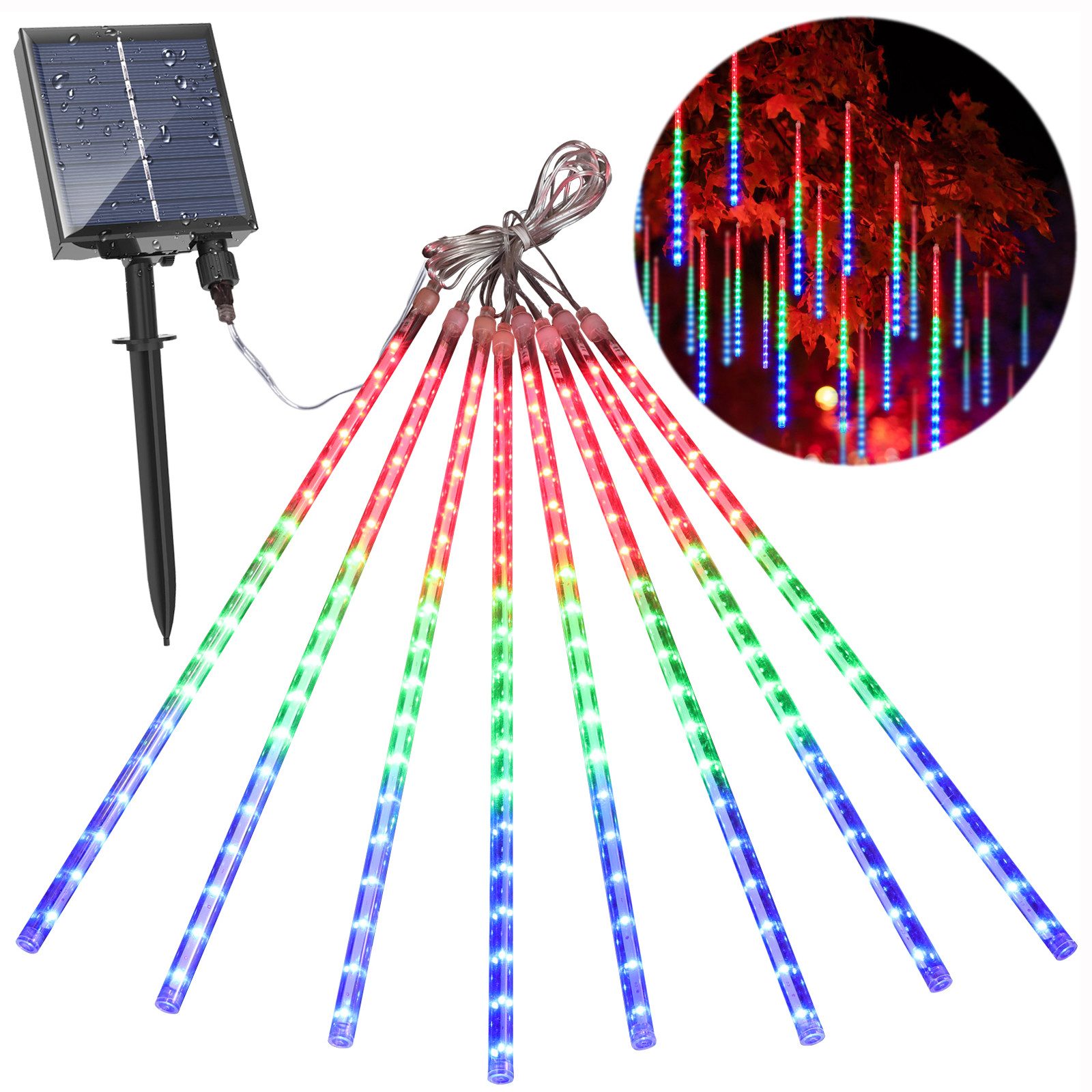 Rosnek LED-Lichterkette Meteorschauer Lichterkette Außen Solarbetrieben LED günstig online kaufen