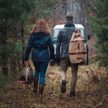 DRAKENSBERG Rucksack Seesack »Robin« (L) Khaki-Beige, große Vintage Reisetasche mit Rucksackfunktion aus Canvas und Leder