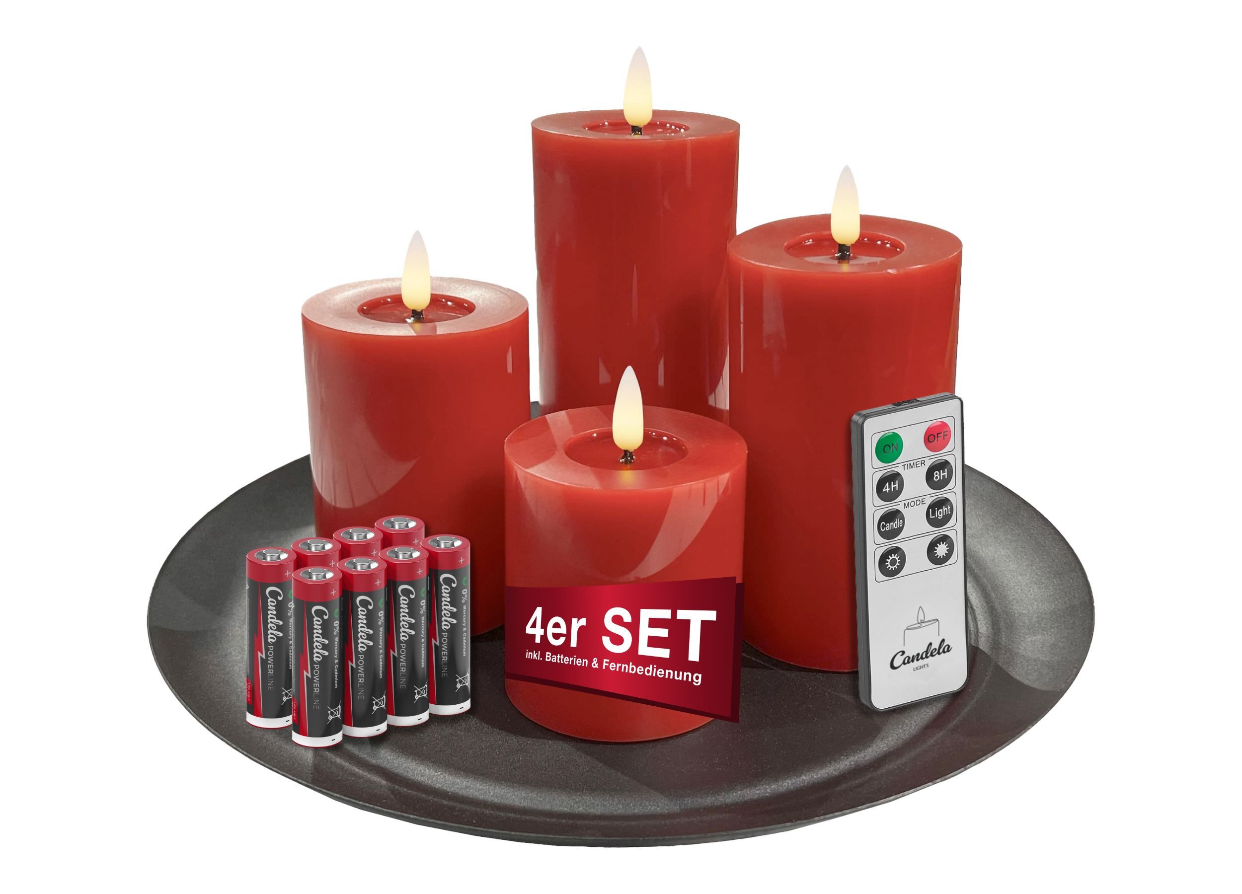 LC Home LED-Kerze Candela Lights LED Kerzen 4er Set Stumpenkerze inkl. Kerz günstig online kaufen