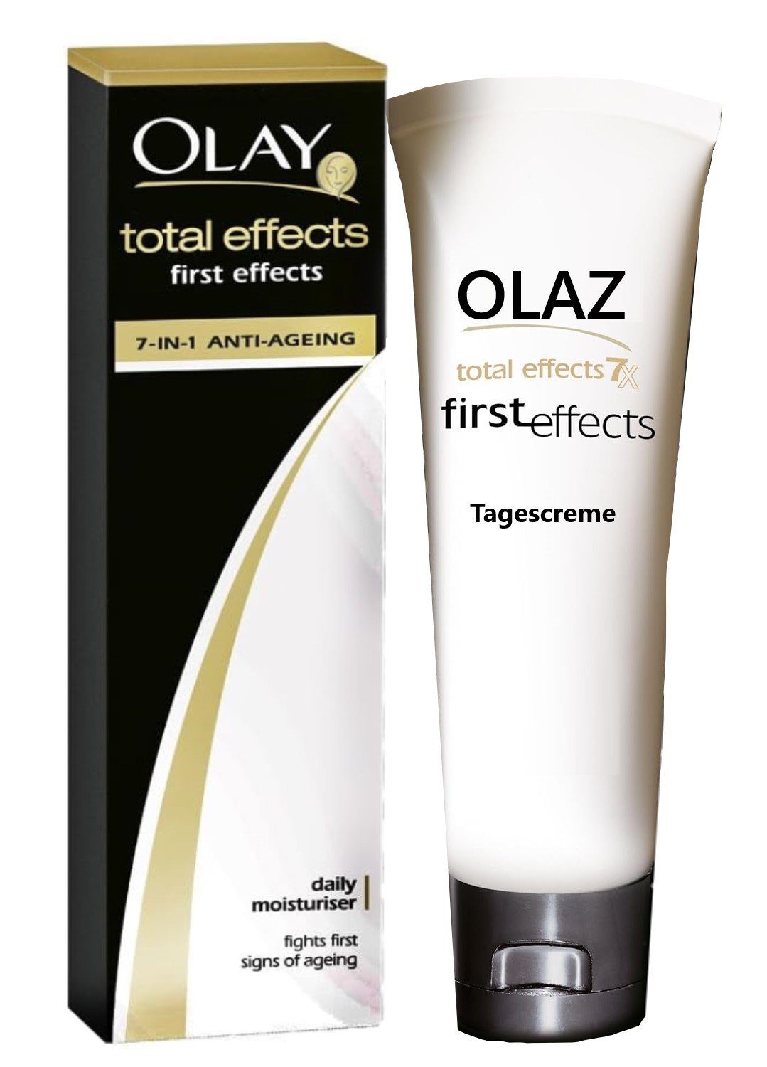 OLAZ Tagescreme Total Effects first effects 7in1 40ml leichte Anti-Aging Tagescreme mit Vitamin E, Vitamin B3 und Pro-Vitamin B5 Beauty Feuchtigkeitscreme für Frauen Pflege & Schutz von Unreiner, 1-tlg., Gesichtscreme für straffung, jüngeres Aussehen, Anti Falten Pflege