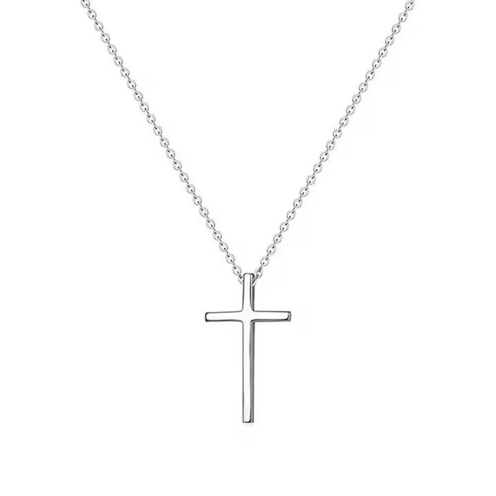 Kette mit Anhänger zarte Kette mit kleinem Kreuz Anhänger, minimalistisch, christlich
