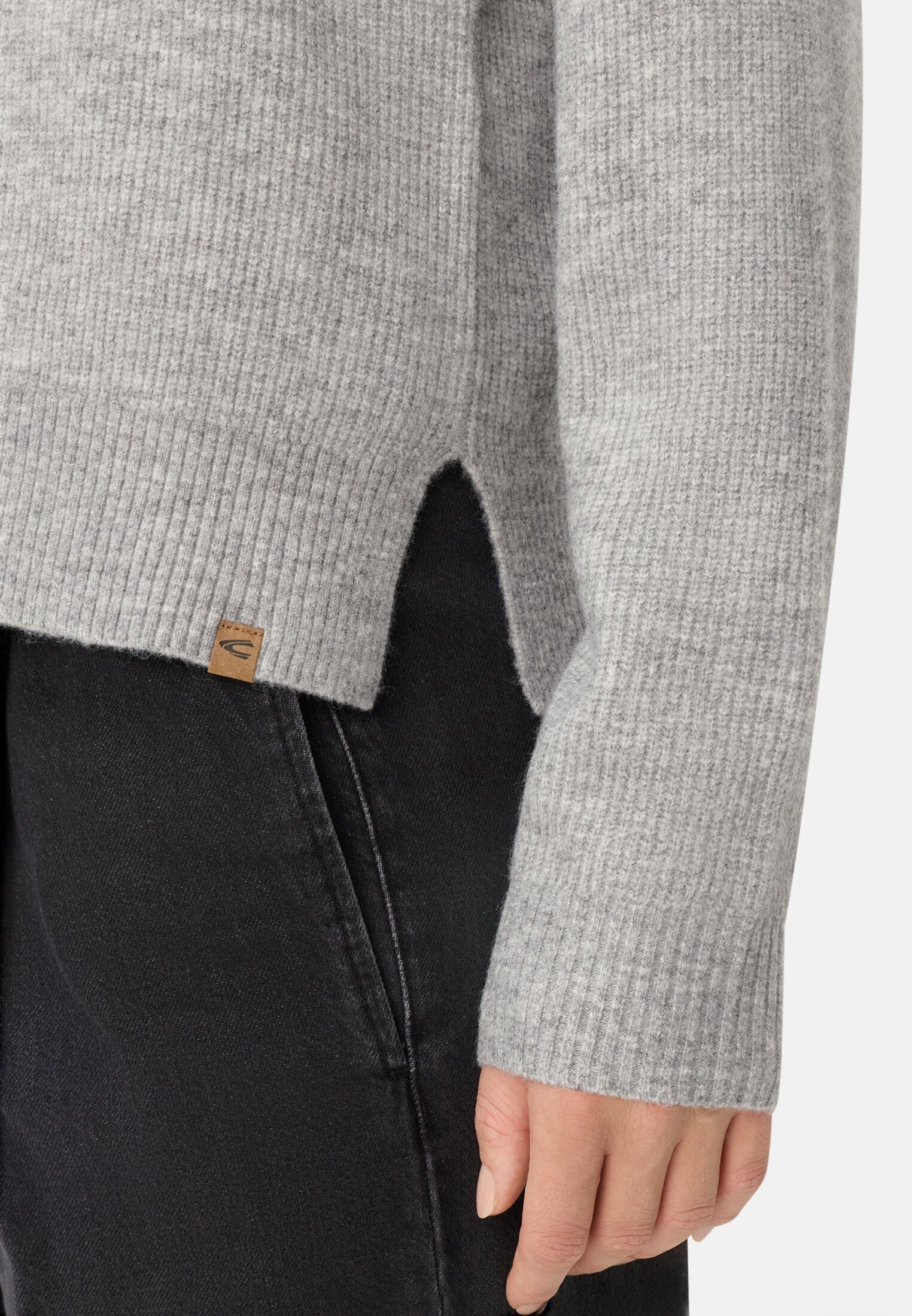 camel active Strickpullover mit Kapuze Langarm Markenlogo