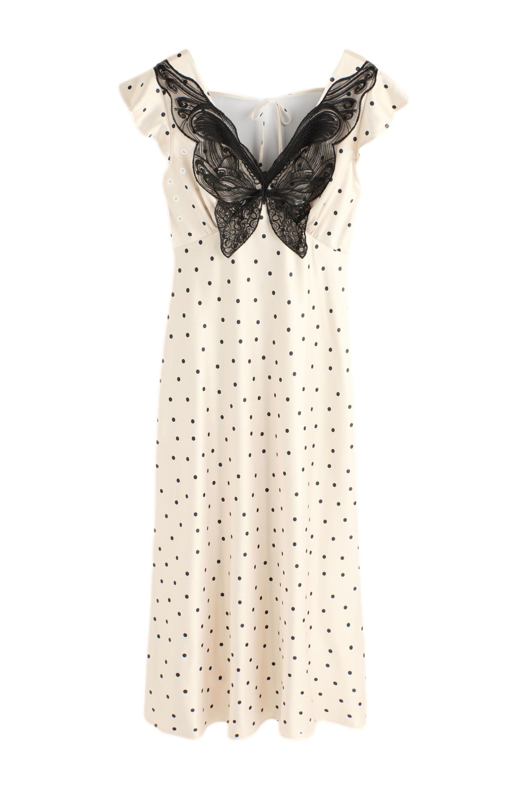 Rockett St George Midikleid Rockett St George gepunktetes Midikleid mit Spitze (1-tlg)