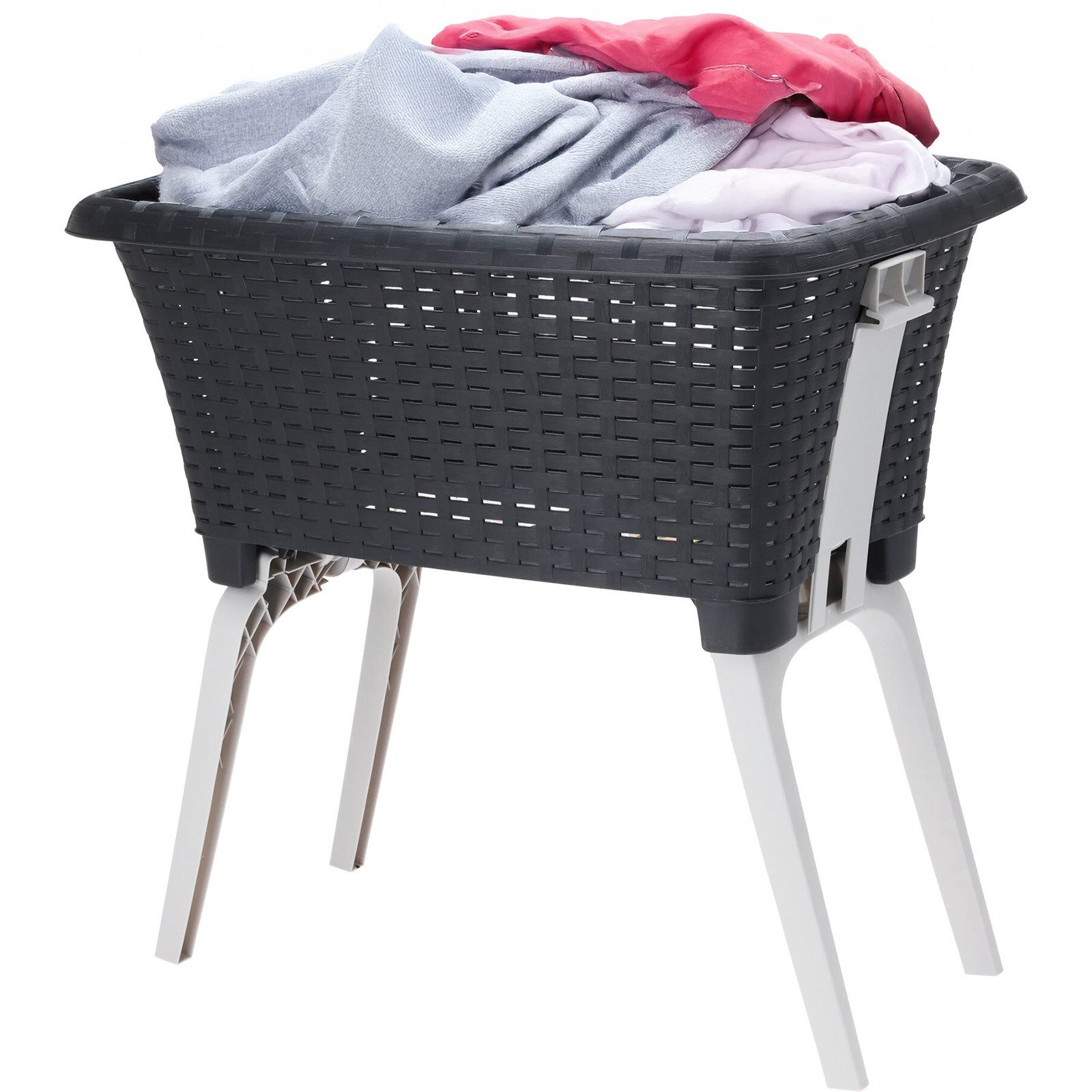 Koopman Wäschekorb Wäschebehälter Schwarz Klappbar Füße Aufbewahrung 38 L E günstig online kaufen