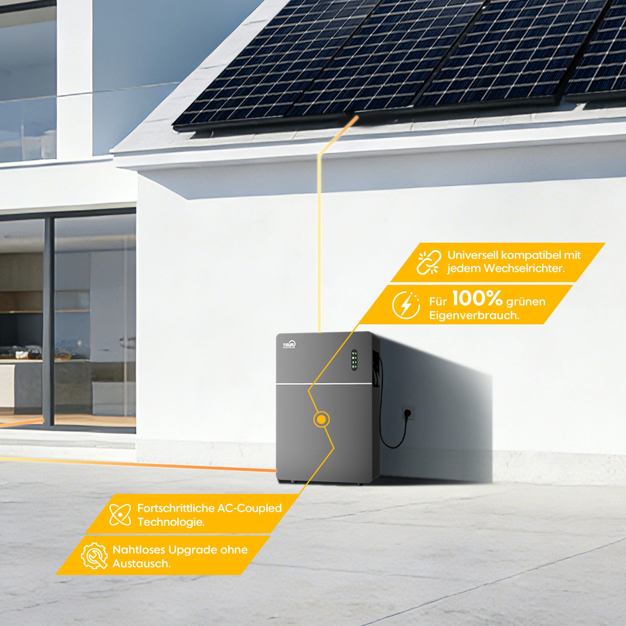 Tsun Balkonkraftwerk TSUN MAU 5000 5kWh Batteriespeicher, 2500W PV Input Plug & Play