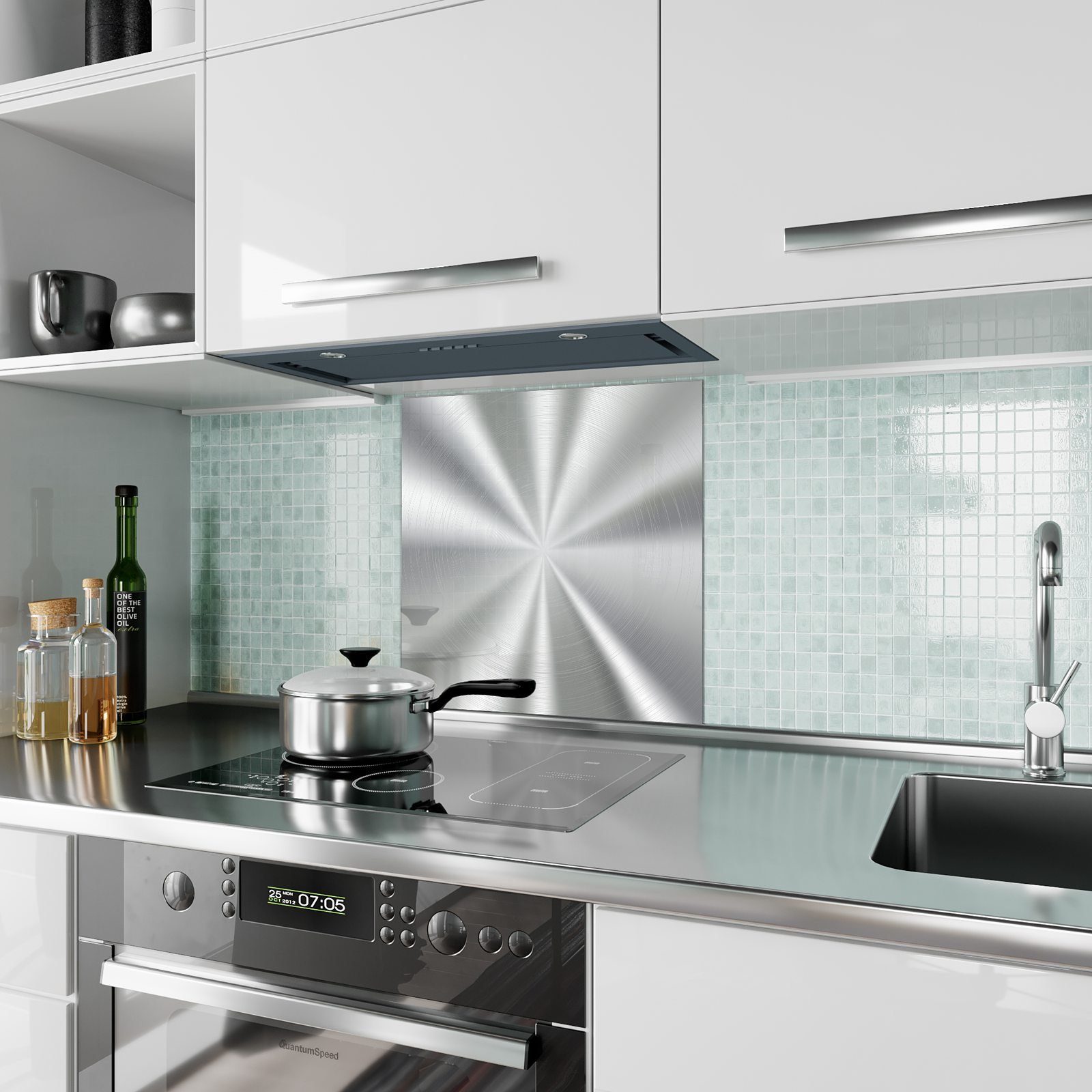 Spritzschutz mit Küchenrückwand Primedeco Metall Motiv Küchenrückwand Illustation auf Glas