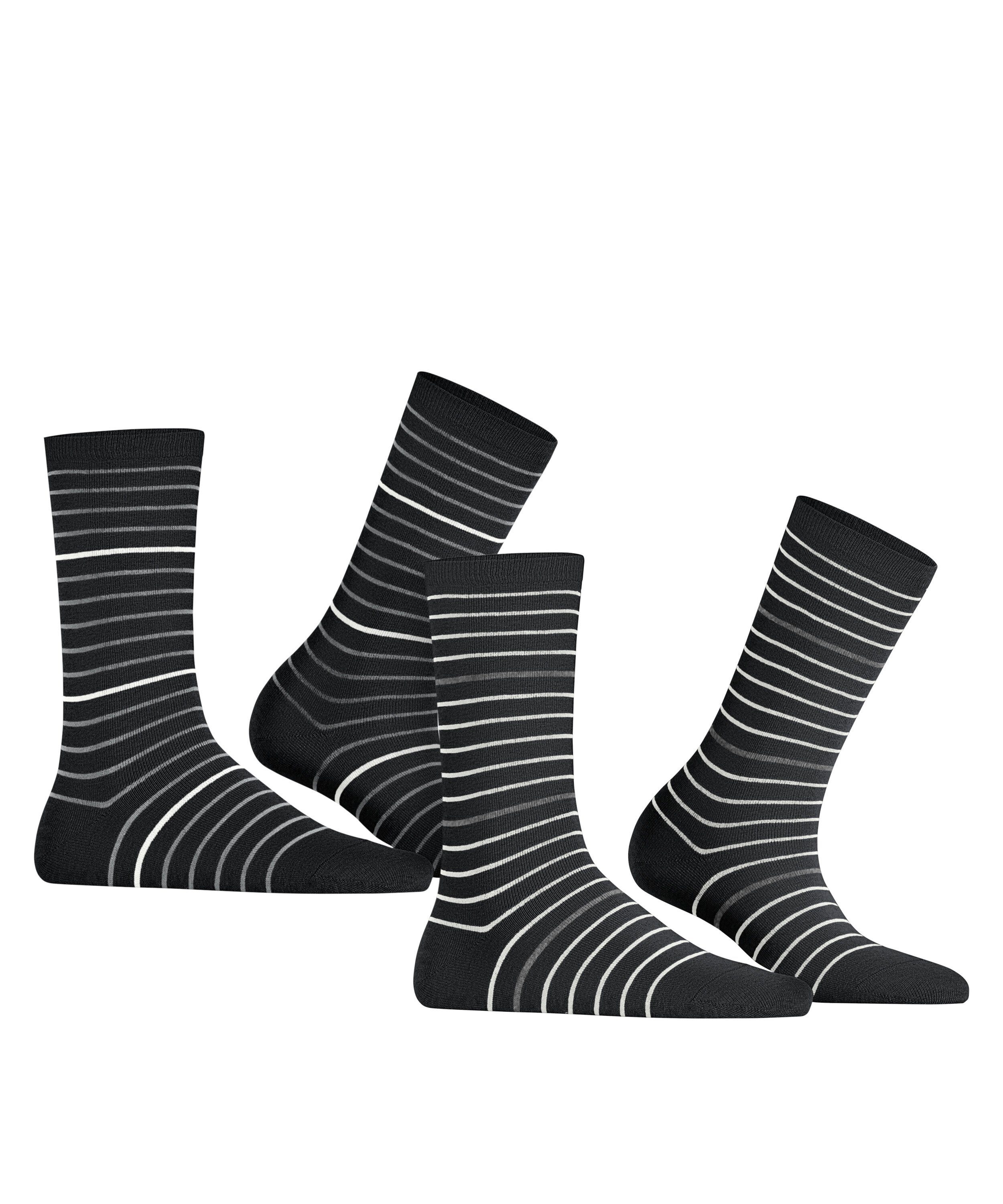 black Socken Fine 2-Pack Stripe Esprit (3000) (2-Paar)