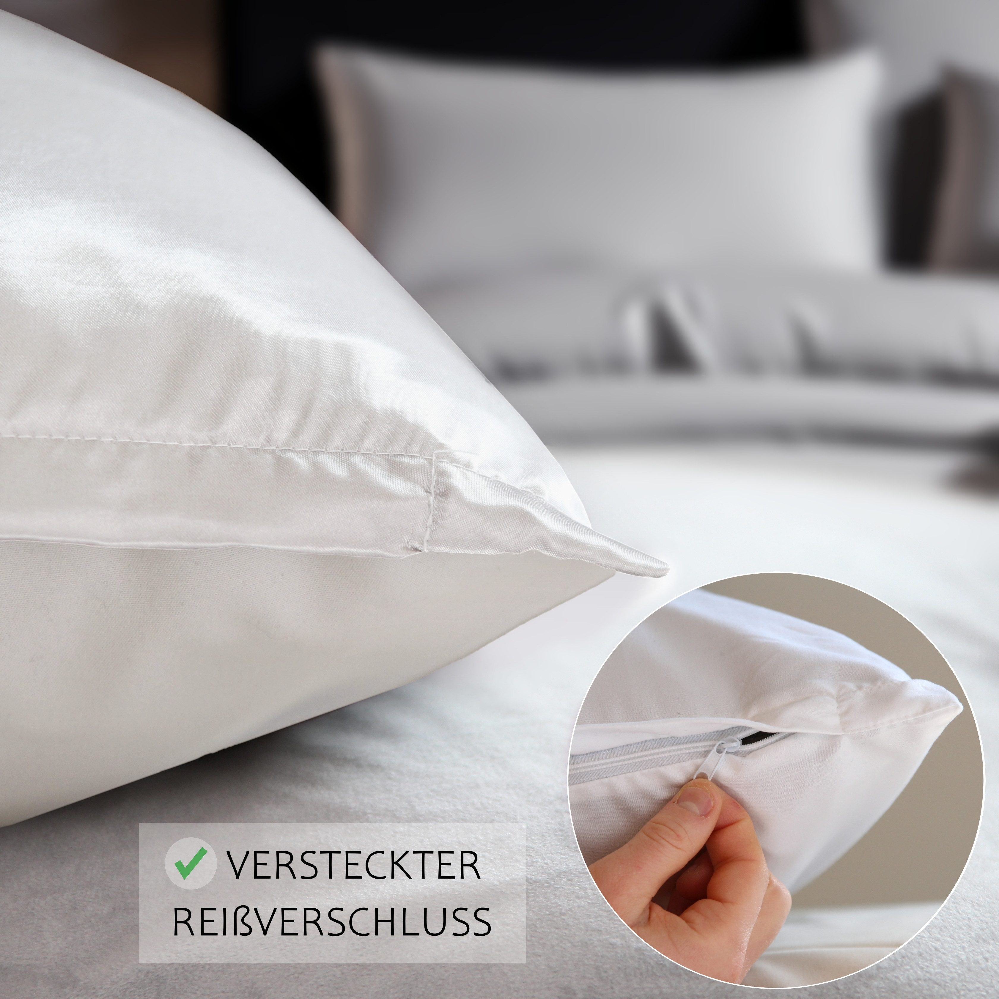 Cozyor Wendebettwäsche Satin glänzend matt 135x200, 155x200, 155x220, 200x200 cm extra weich, Satin & Mikrofaser, 2 teilig, Edel und hochwertig – Bild 5 von 5