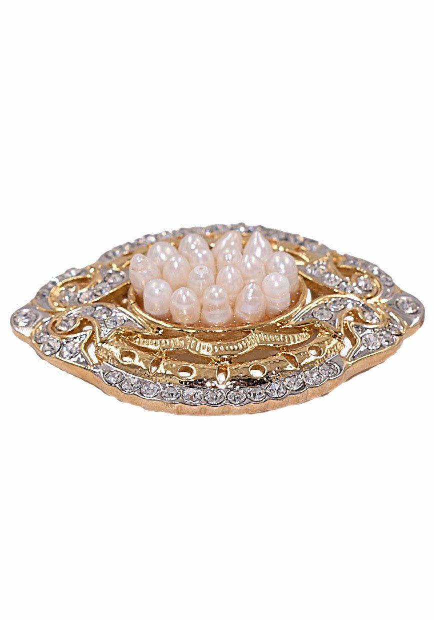 Firetti Brosche Schmuck Geschenk Ansteckschmuck Oval Glitzersteine, mit Strassstein - mit Süßwasserzuchtperle
