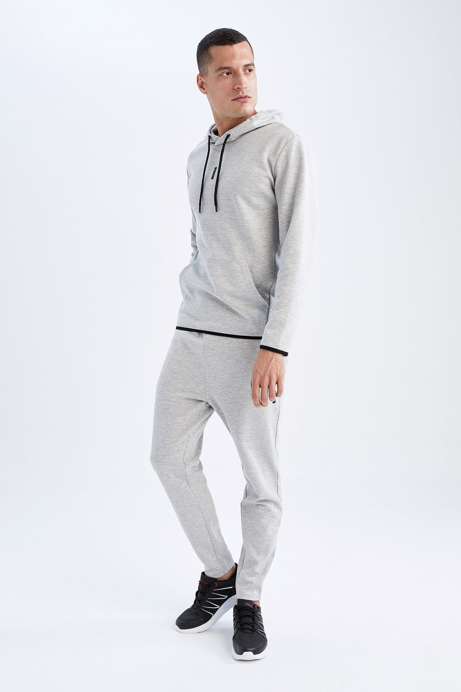 DeFacto Jogginghose Melange Herren SLIM FIT Jogginghose Hellgrau