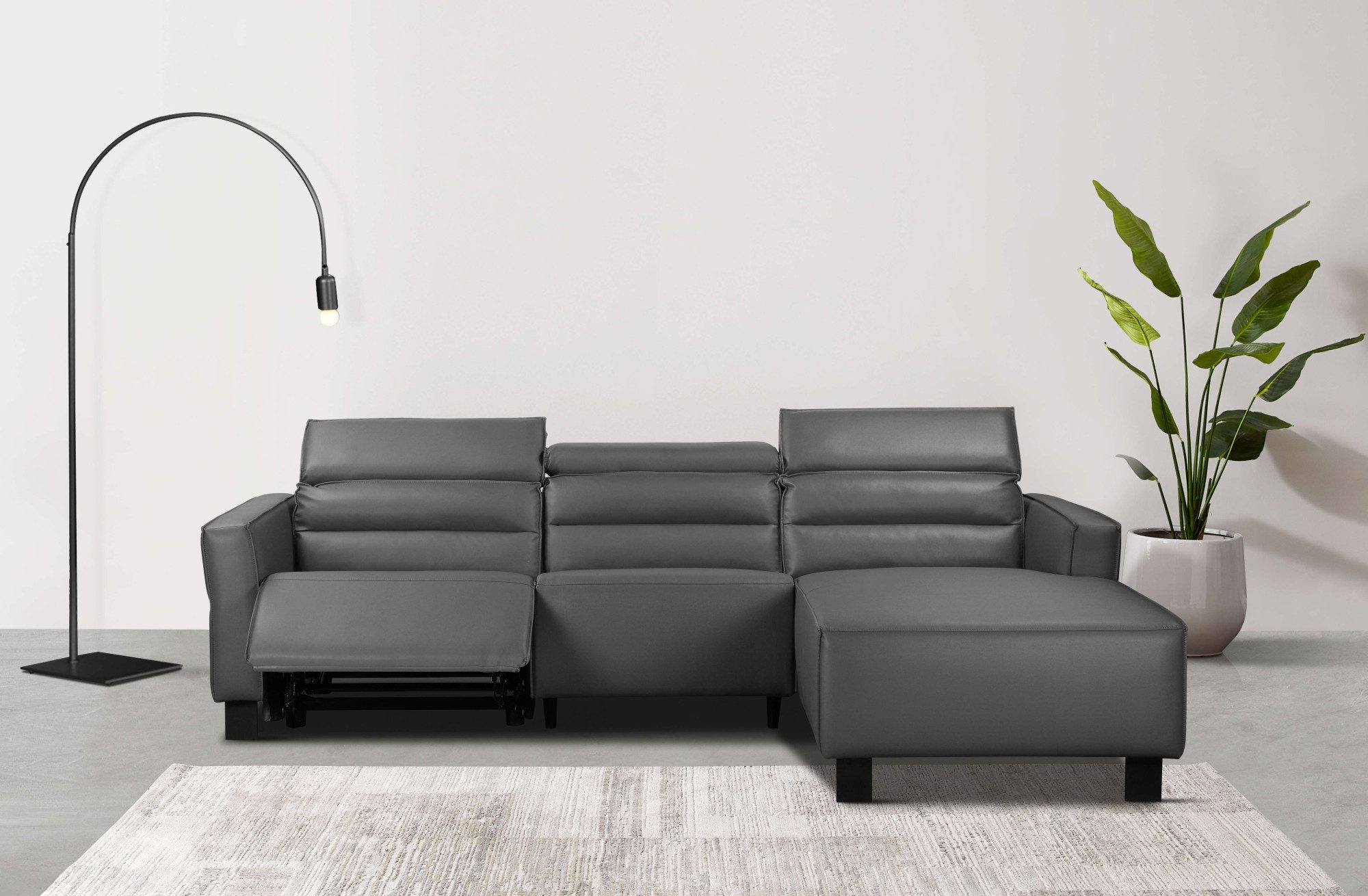 Home affaire Ecksofa Carpari, L-Form, 263 cm, manuelle o. elektrische Relaxfunktion, USB A/C und Kopfteilverstellung