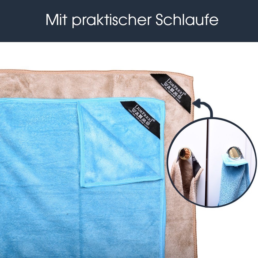 JOEFREX Geschirrtuch Barista Tuch Set - 4 in 1, 1 x braun 60 x 40 cm - 2 x blau 25 x 25 cm -1 x beige 40 x 40 cm